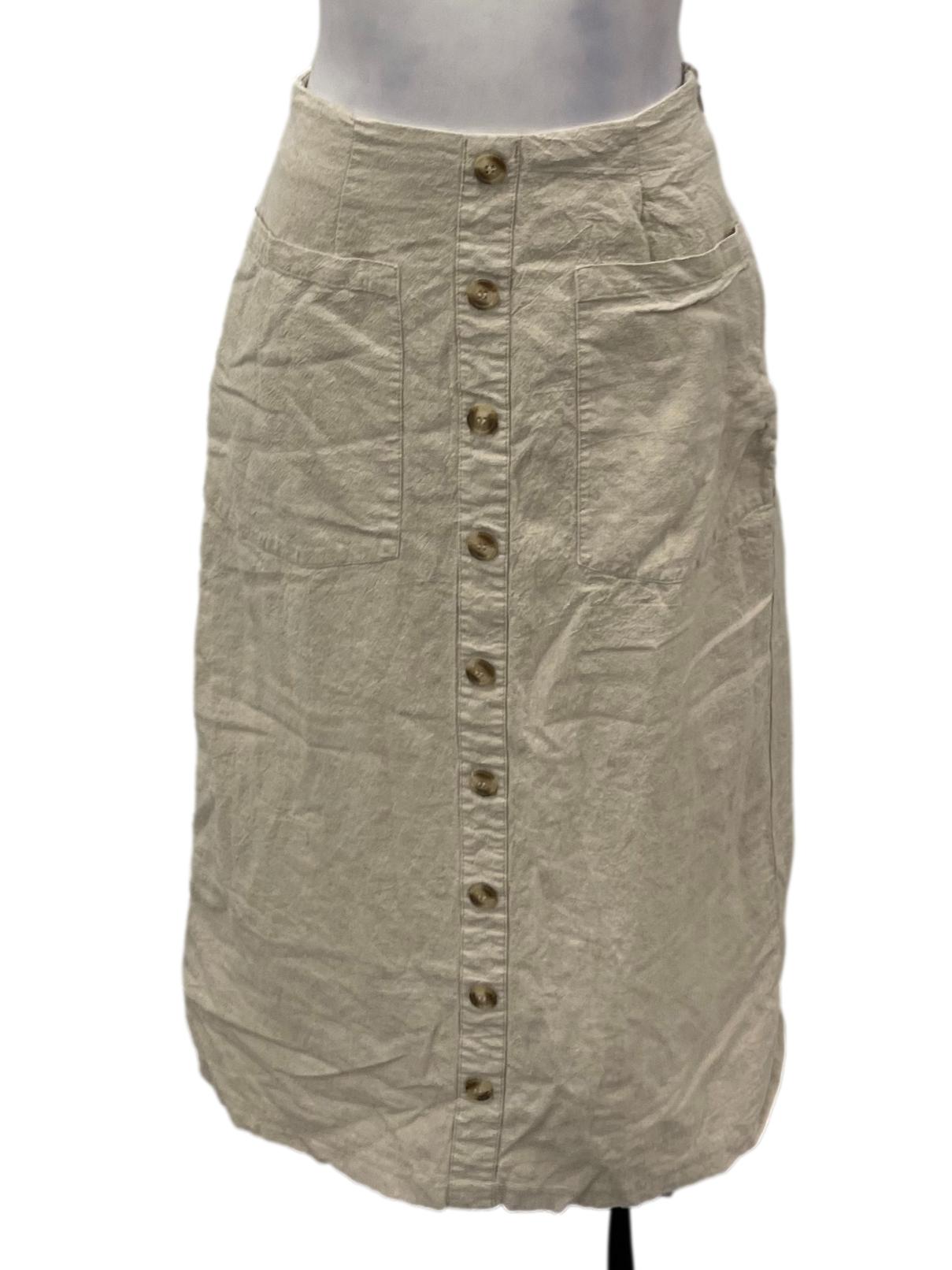 Beige Button Down Midi Skirt