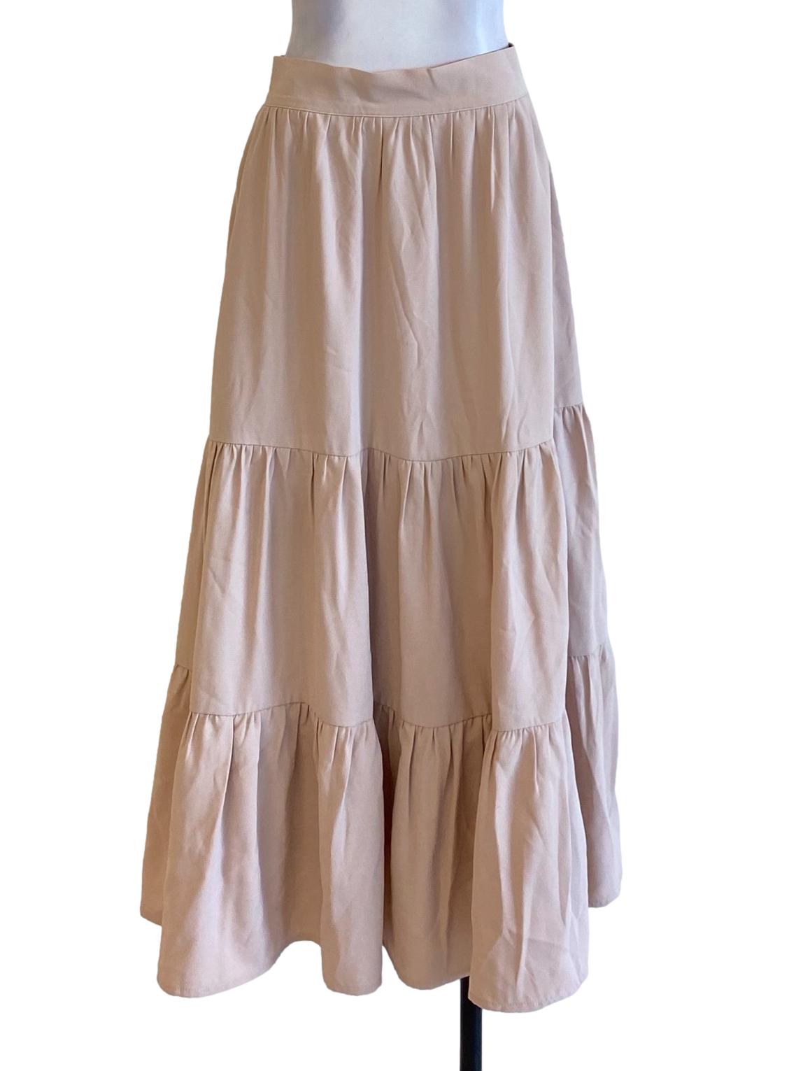 Lemonade Pink High Waisted Long Tiered Skirt