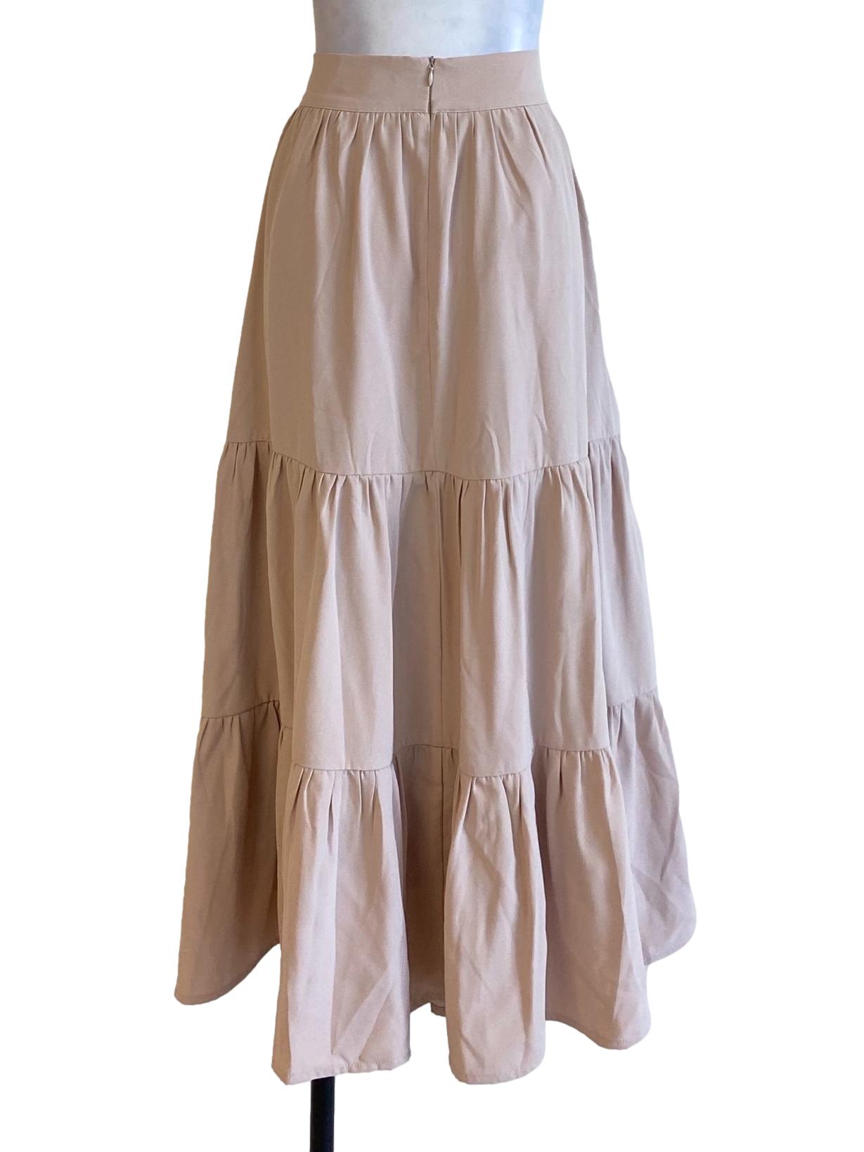 Lemonade Pink High Waisted Long Tiered Skirt