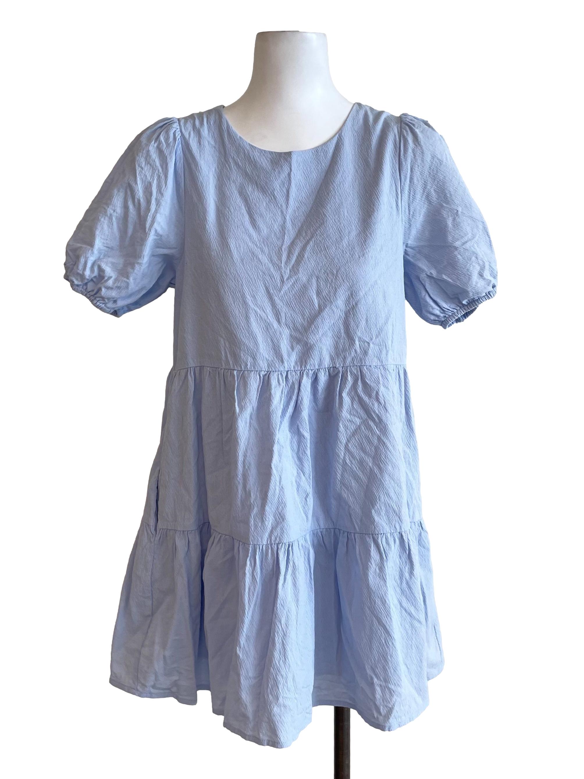 Frost Blue Tiered Dress