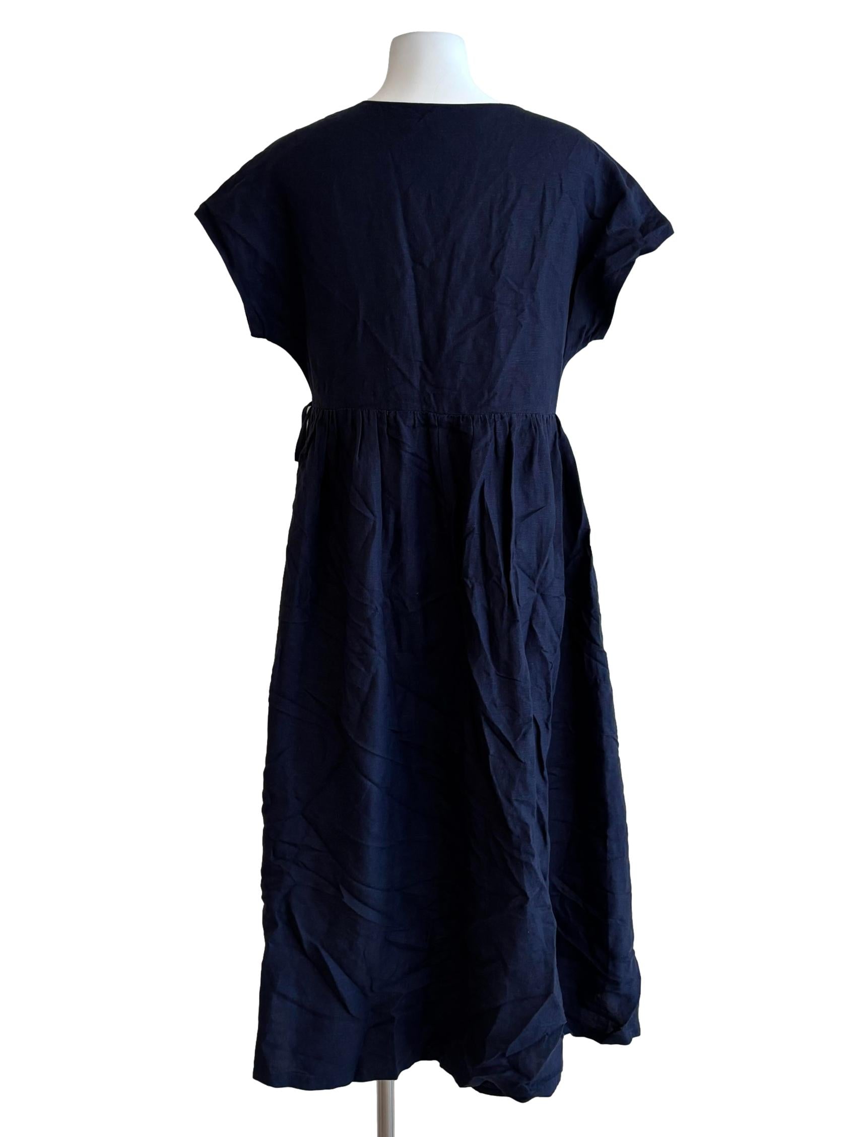 Navy Blue Cotton Wrap Dress