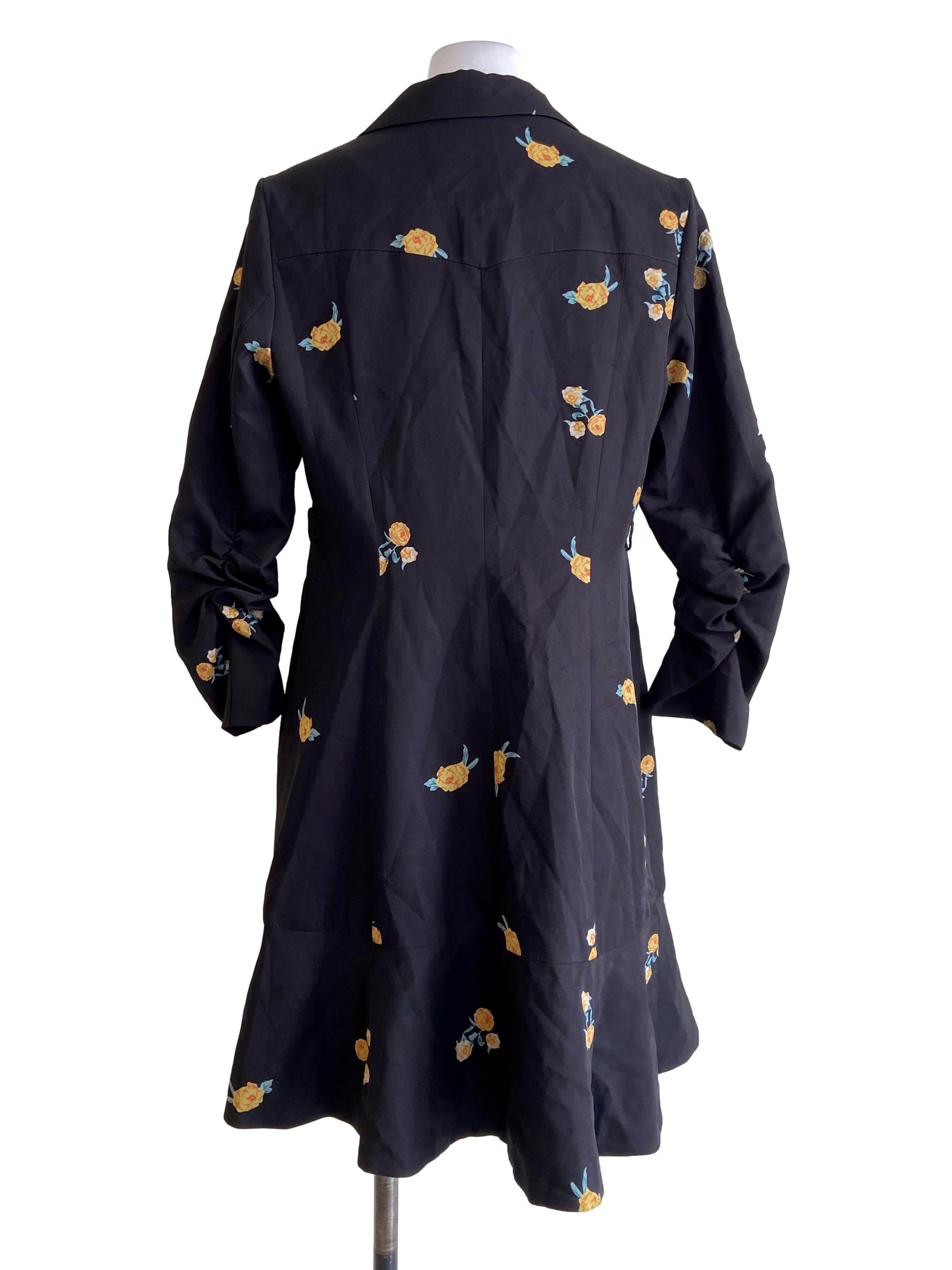 Black & Floral Button Down Drop Waist Dress