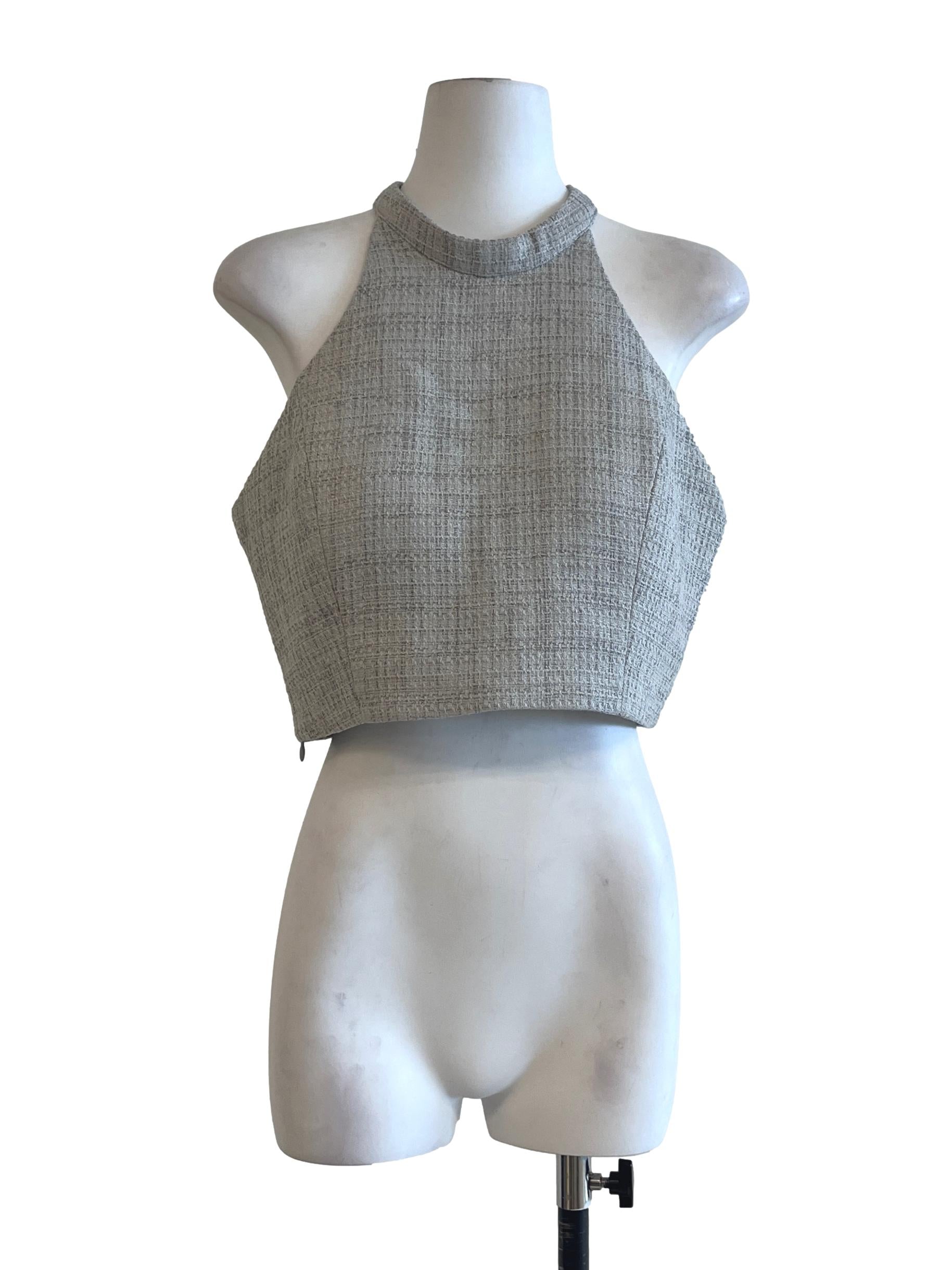 Cloud Grey Halter Sleeveless Top