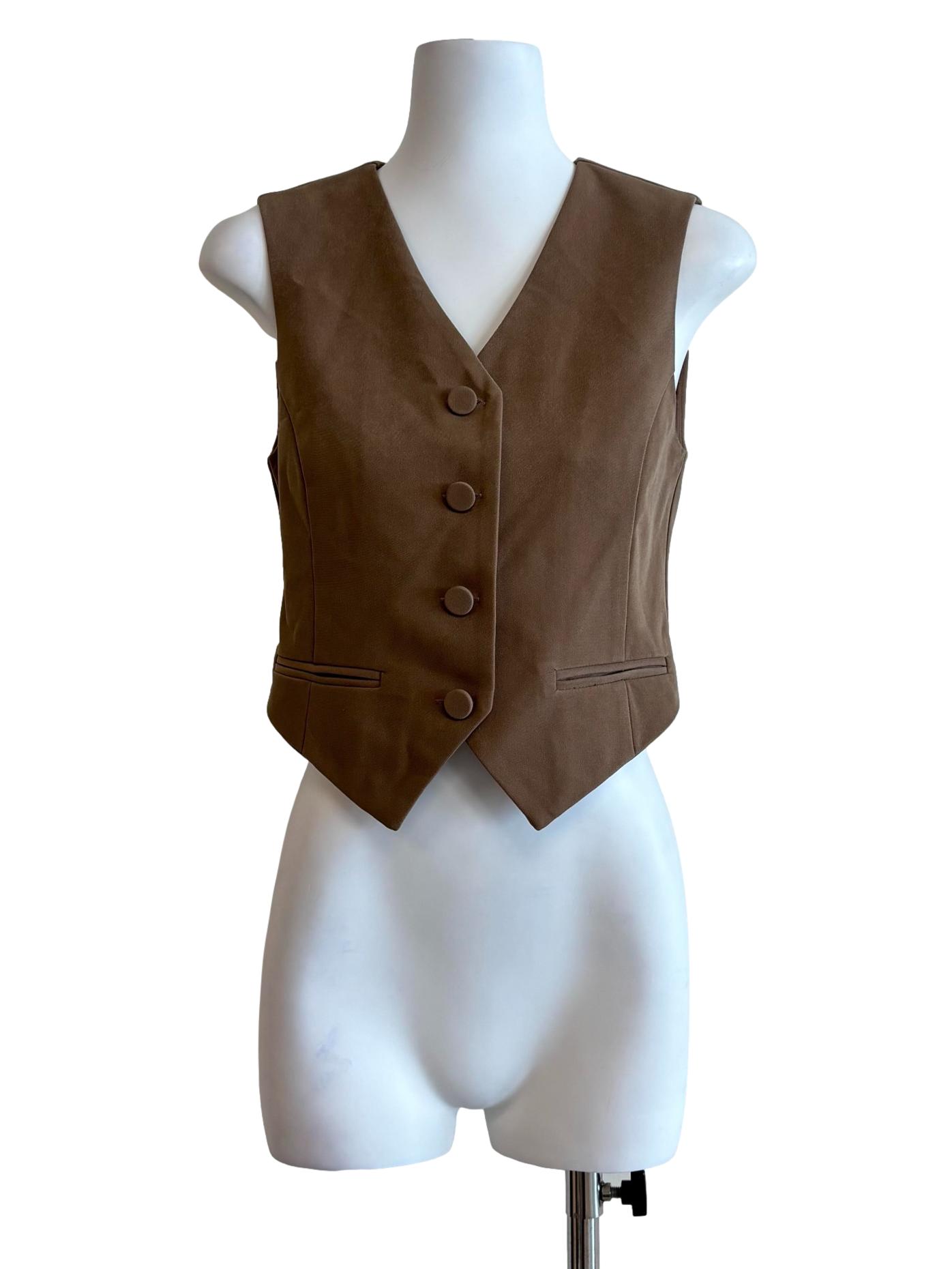 Brownie V-Neck Button Vest
