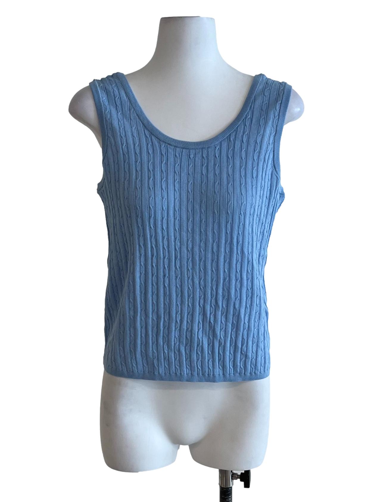 Blue Scoop Neckline Sleeveless Top