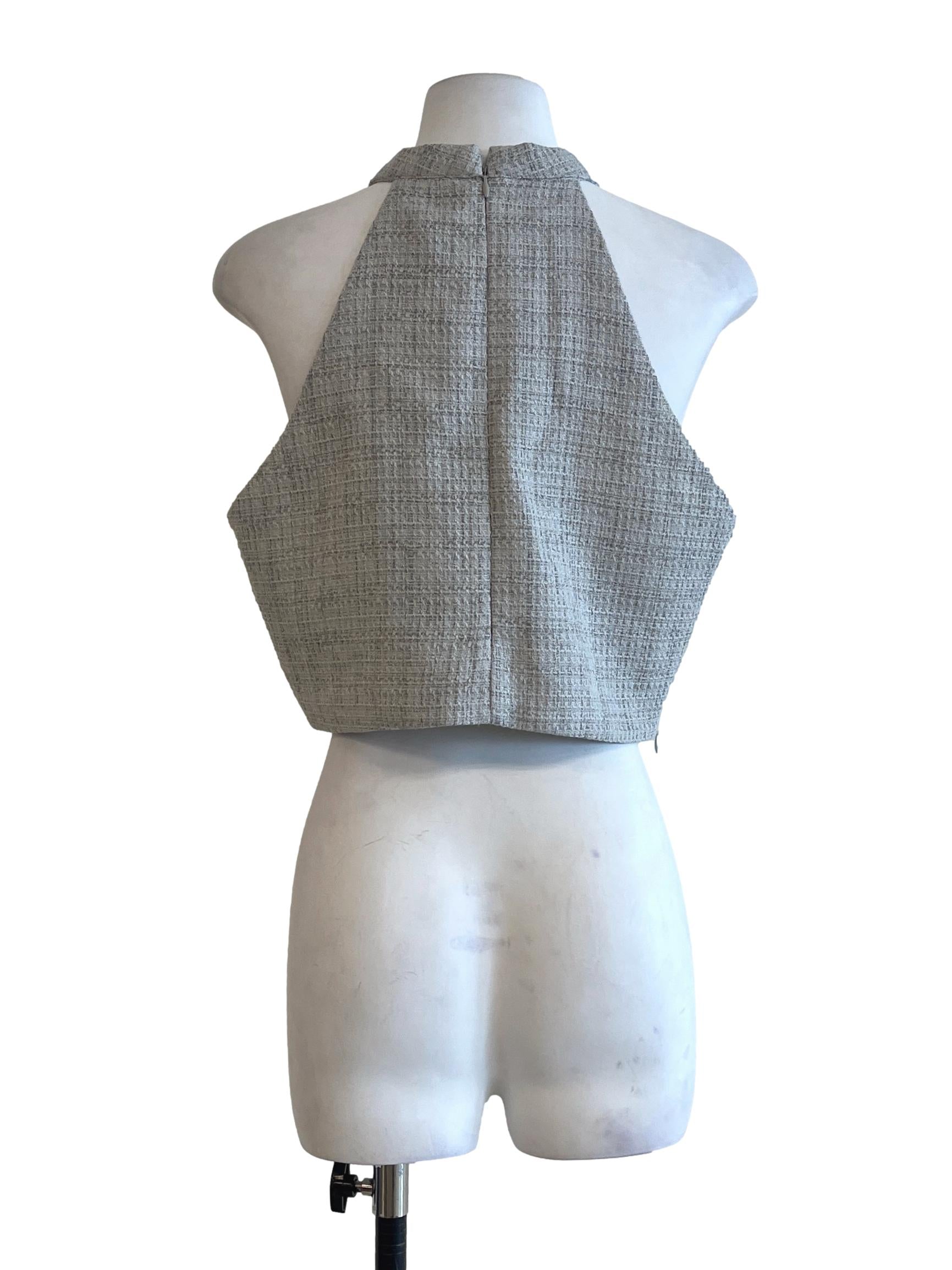 Cloud Grey Halter Sleeveless Top