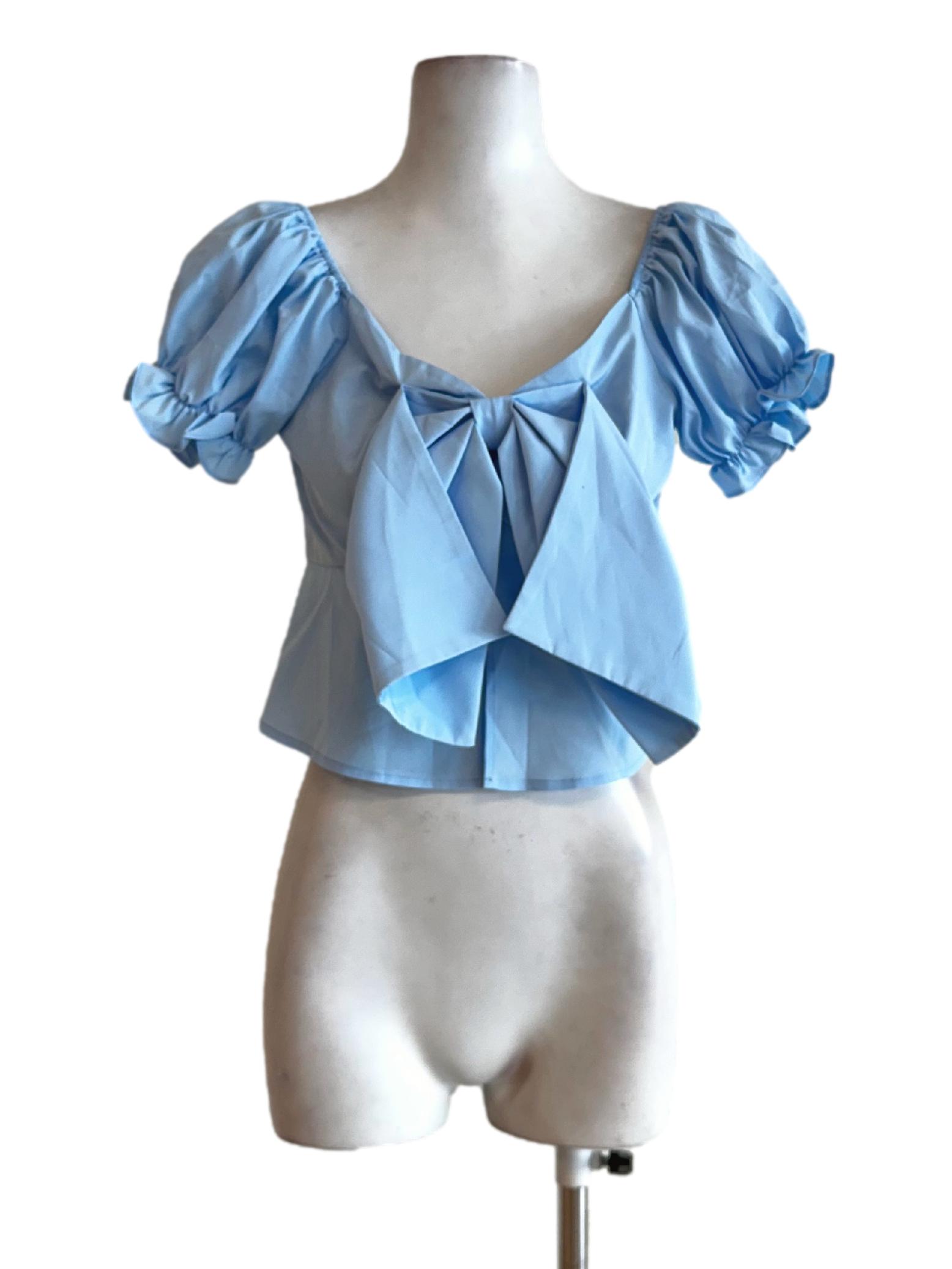 Blue V Neckline Tops