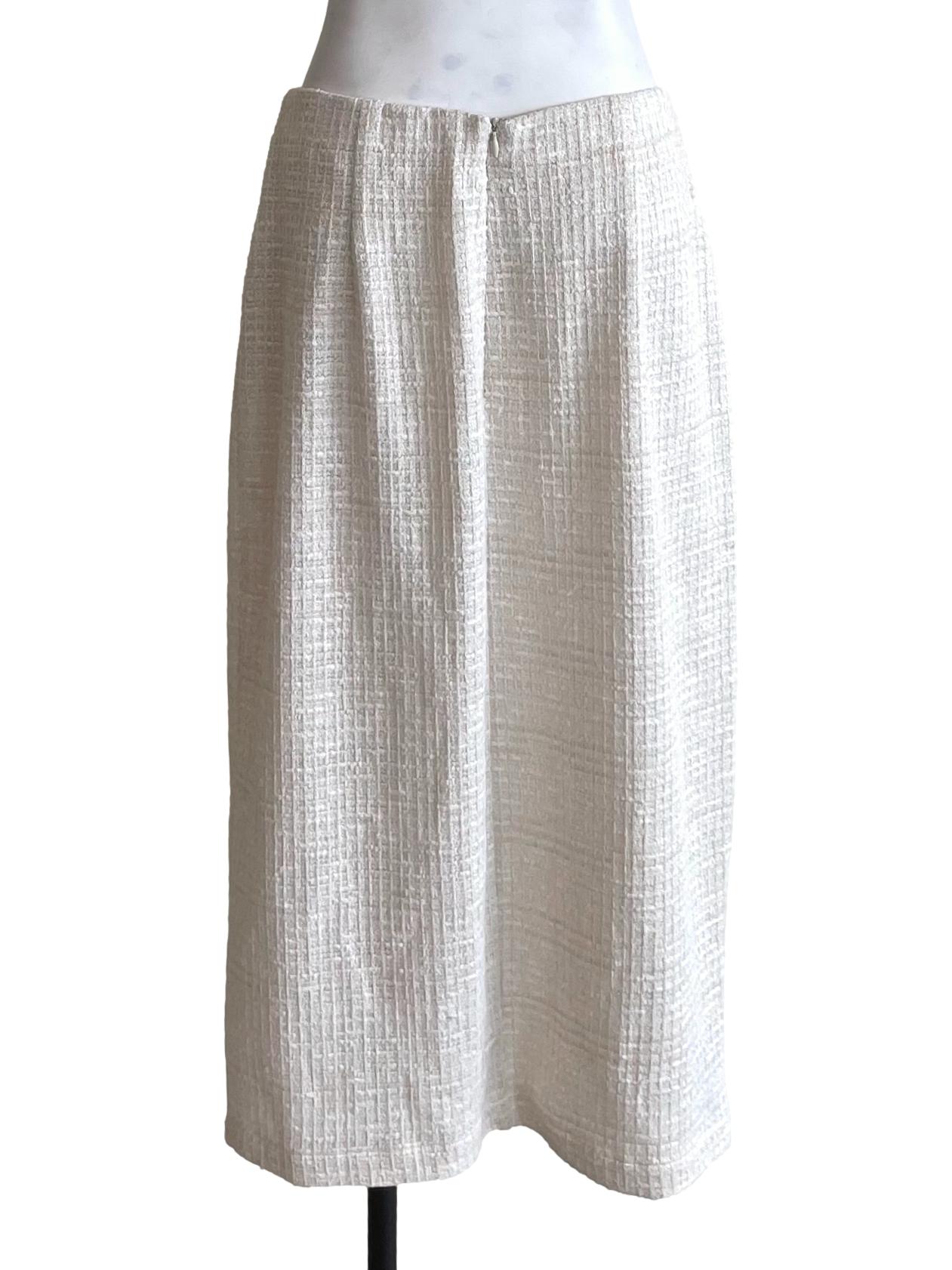 Lace White Tweed Pencil Skirt LB