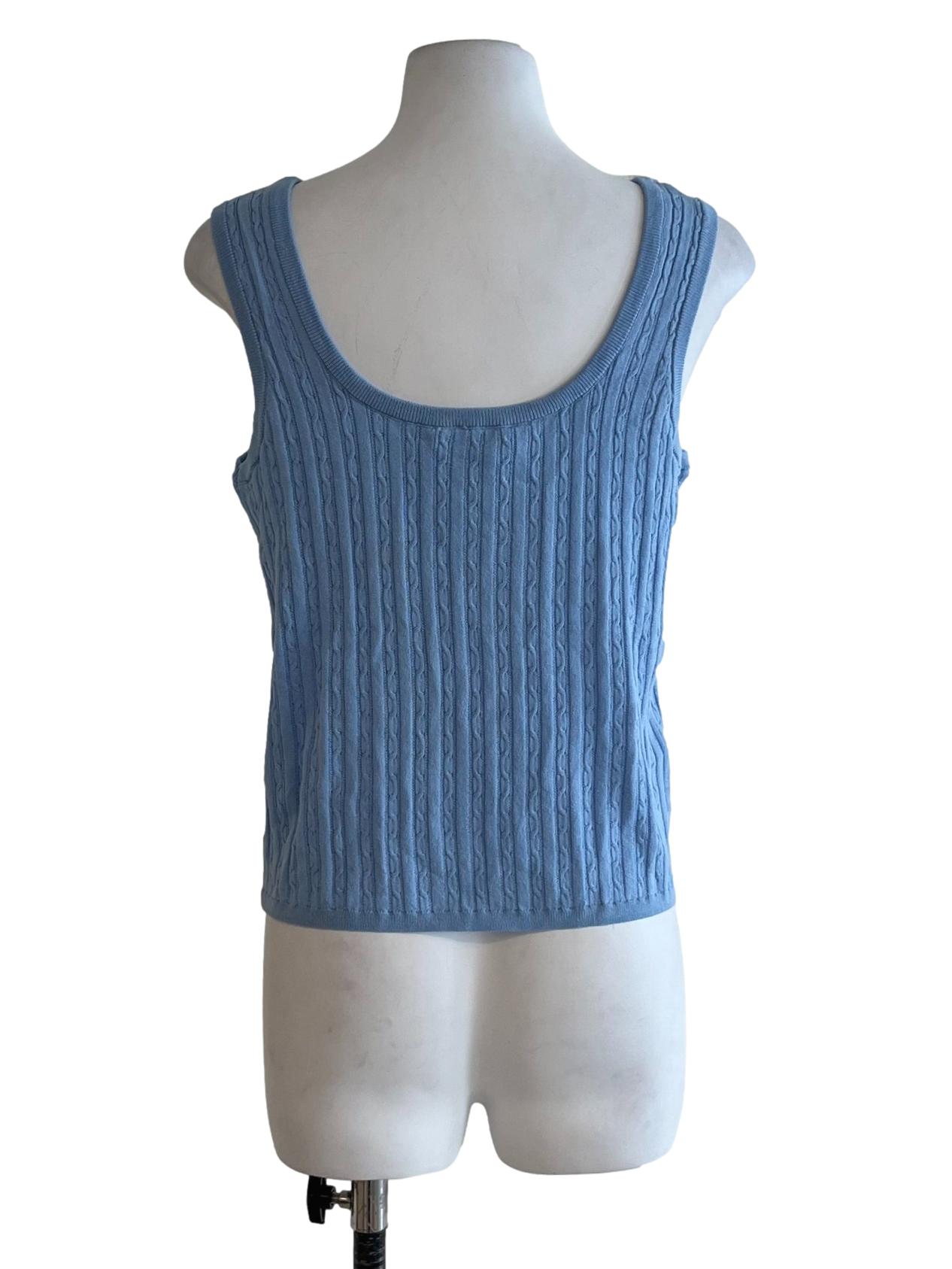 Blue Scoop Neckline Sleeveless Top