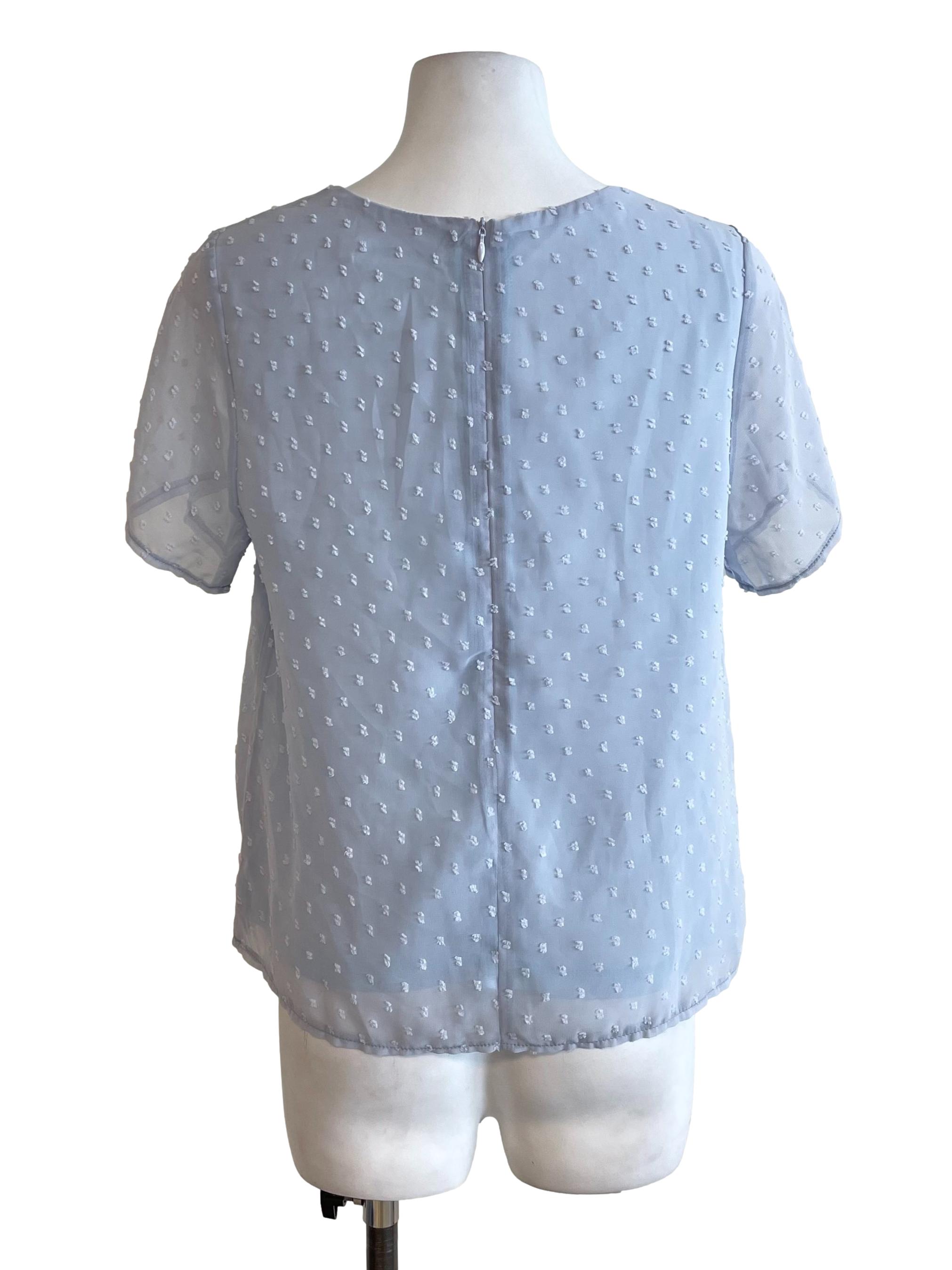 Baby Blue Button Chiffon Top