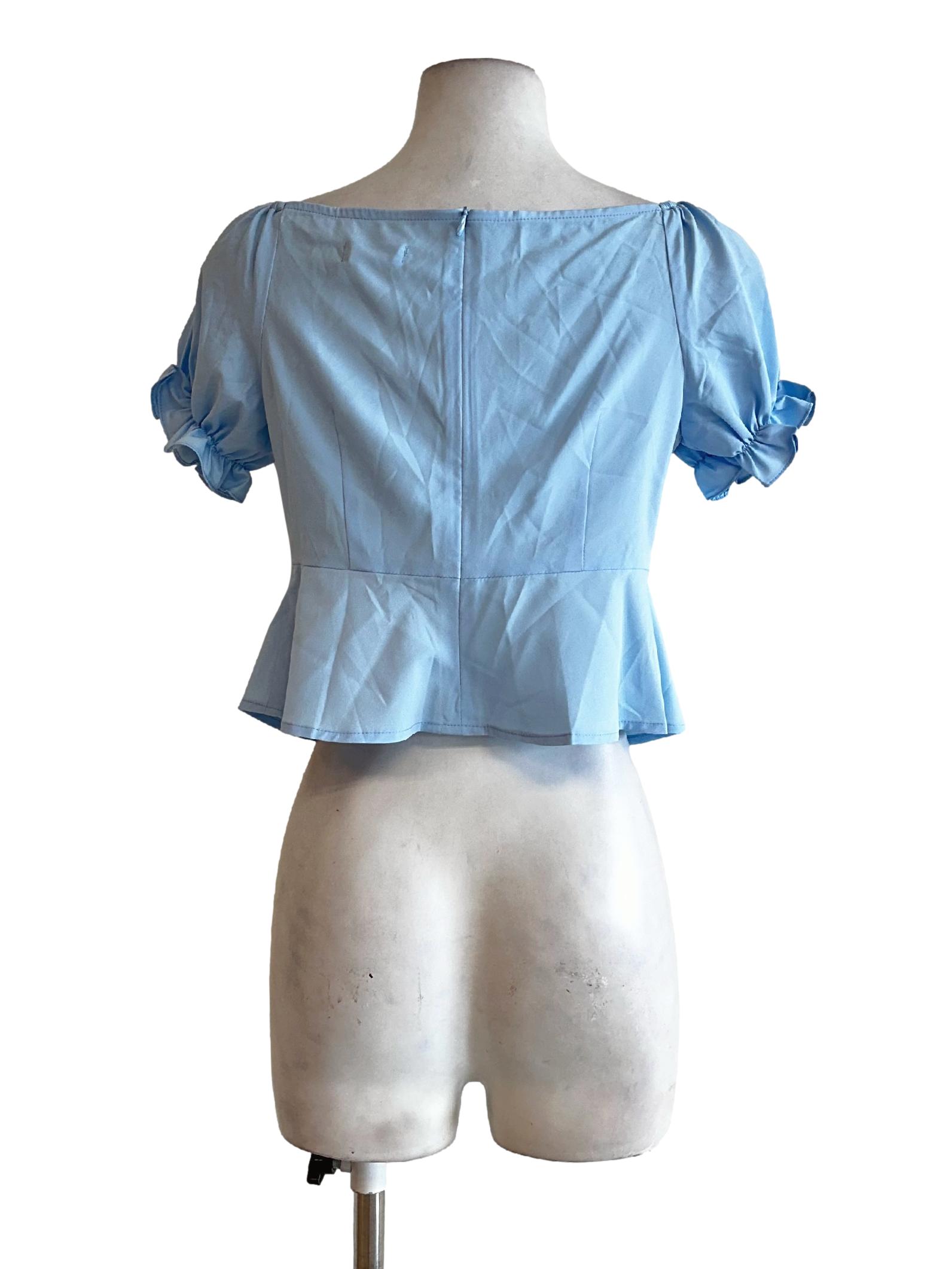 Blue V Neckline Tops