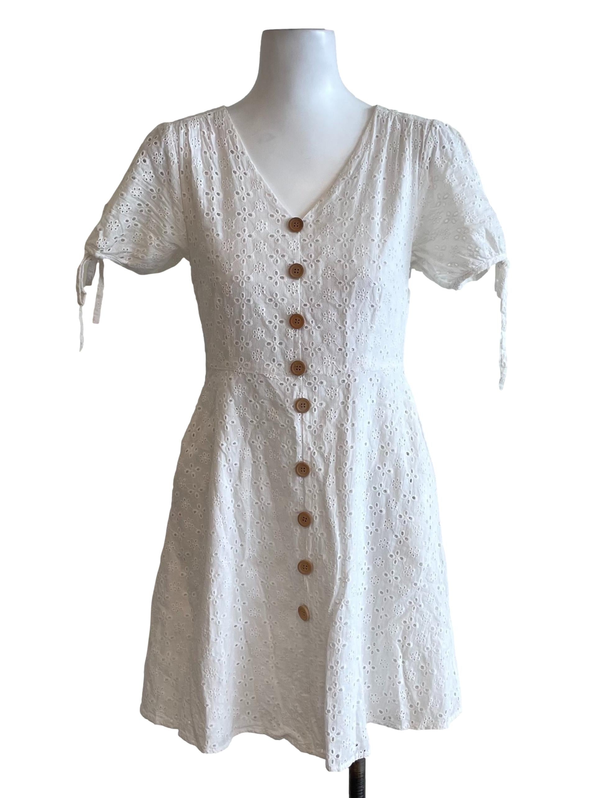White Floral Eyelet Dress