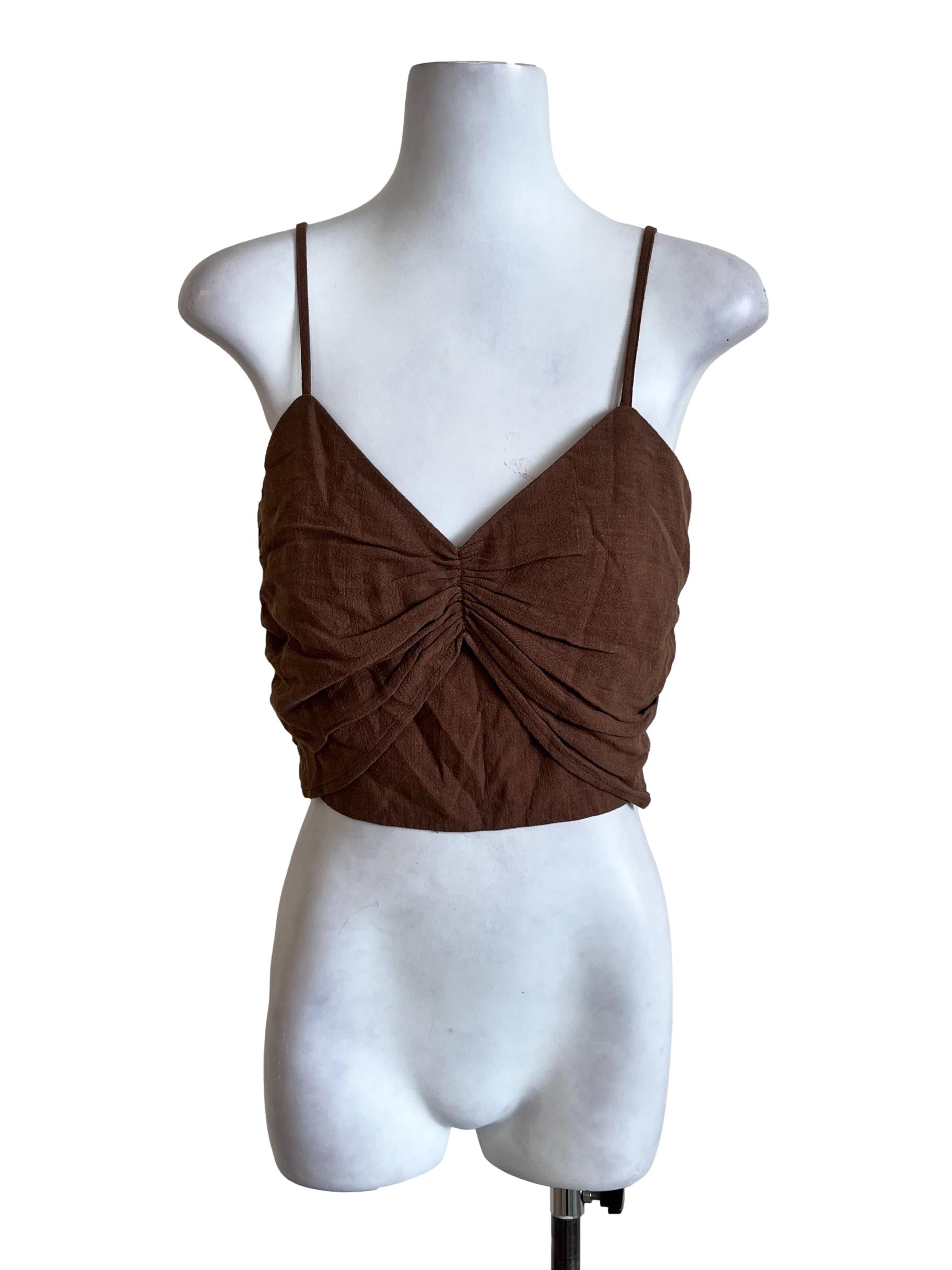Brown Sleeveless Basic Top