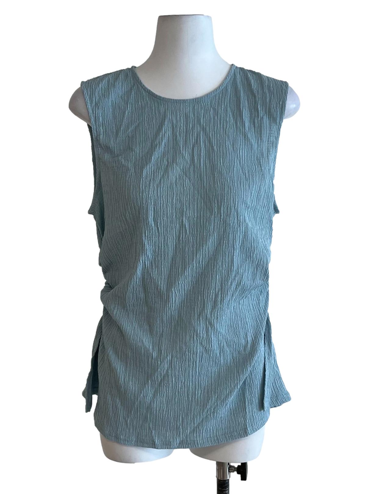 Sky Blue Jewel Neckline Sleeveless Top