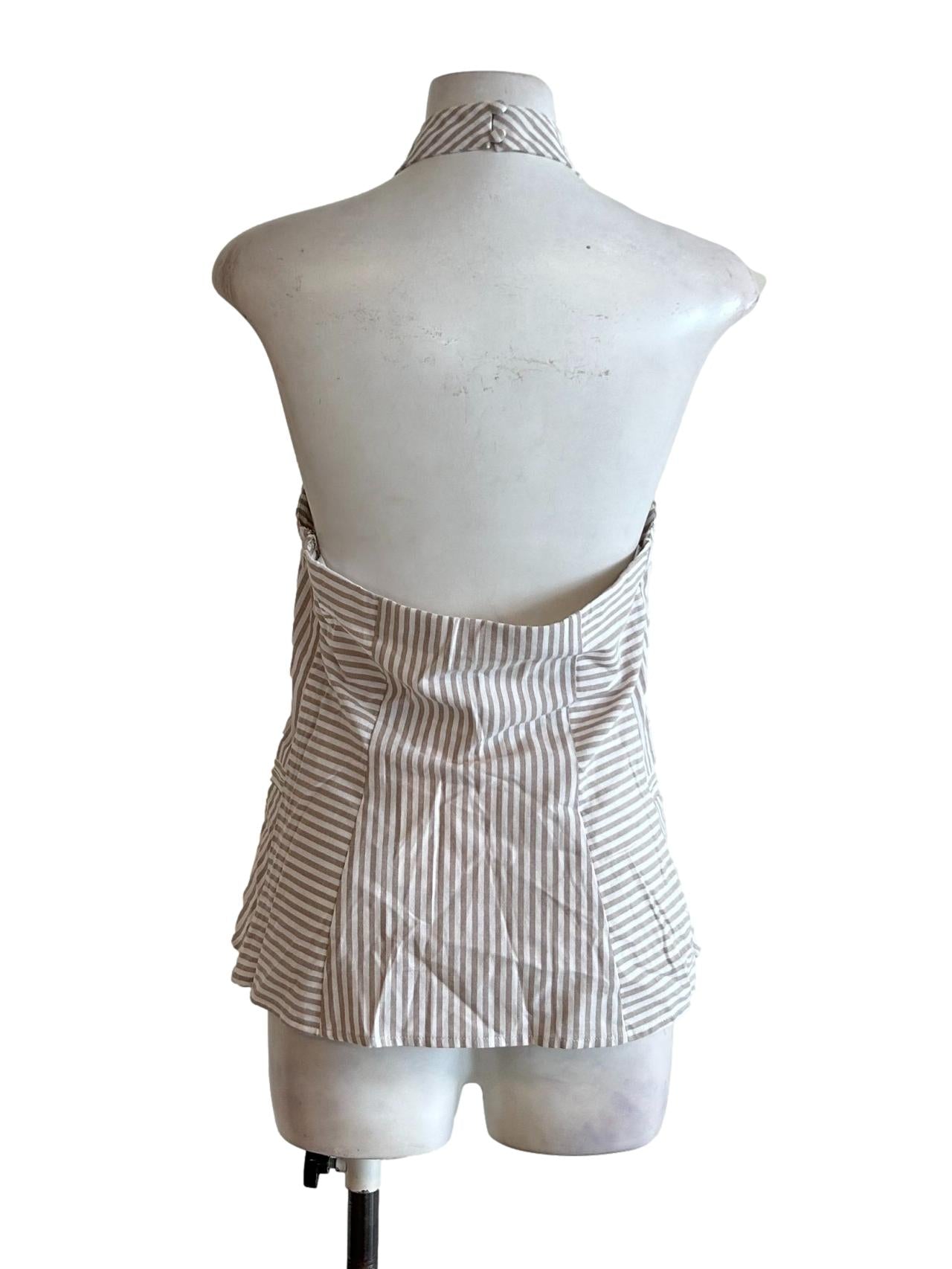 Light Grey And White Halter Top