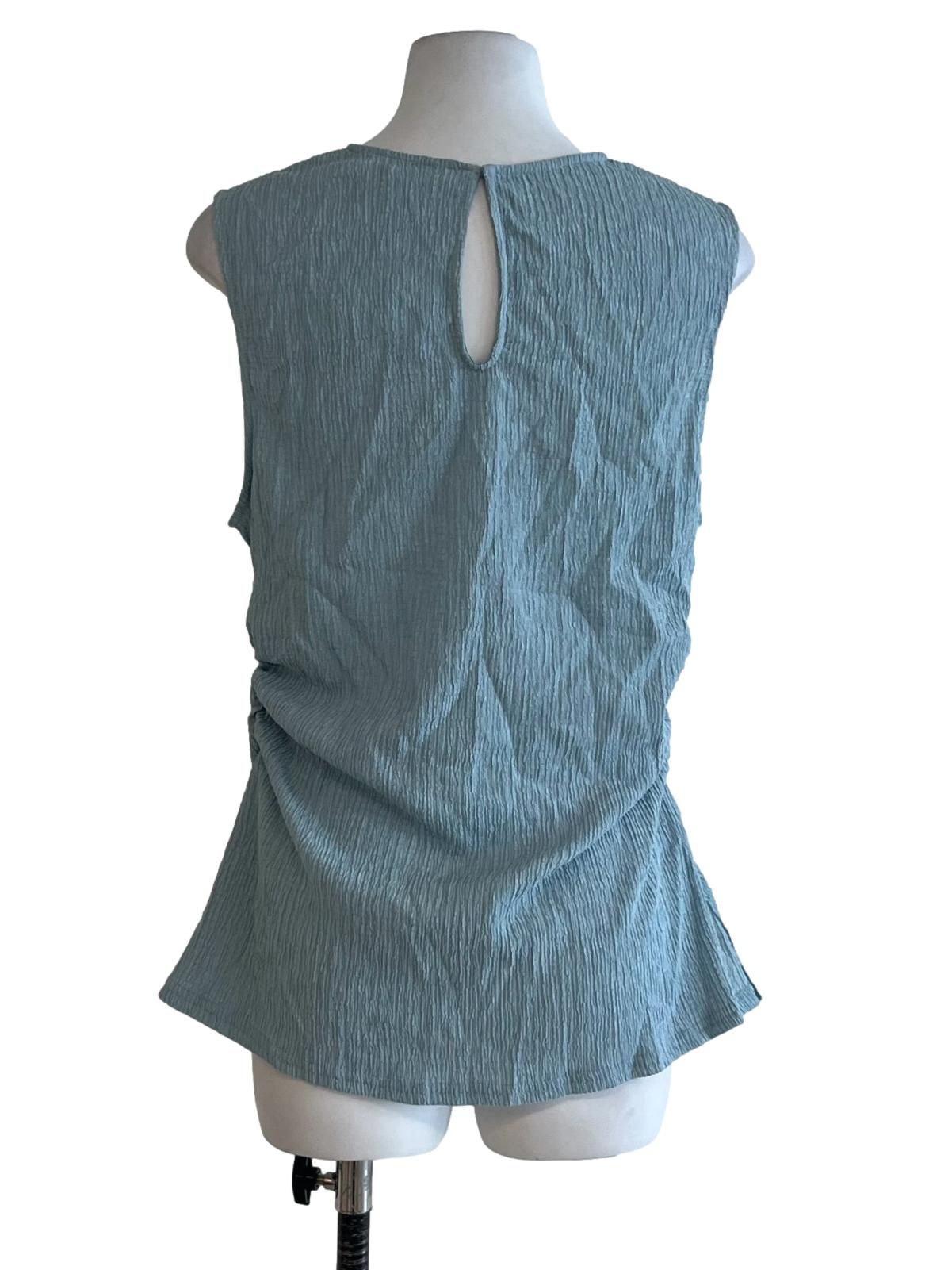 Sky Blue Jewel Neckline Sleeveless Top
