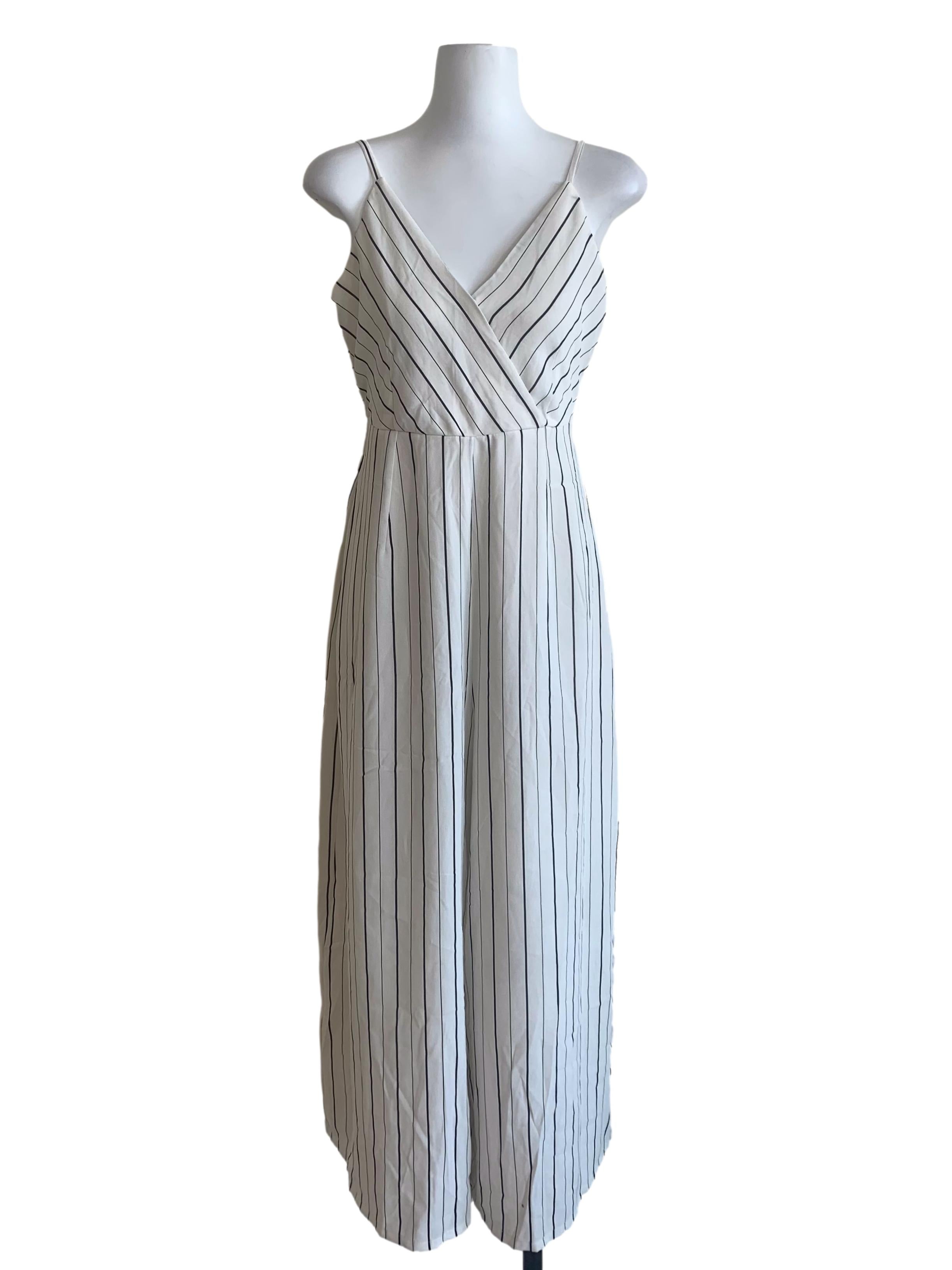 Daisy White Candy Stripe Pattern Jumpsuit