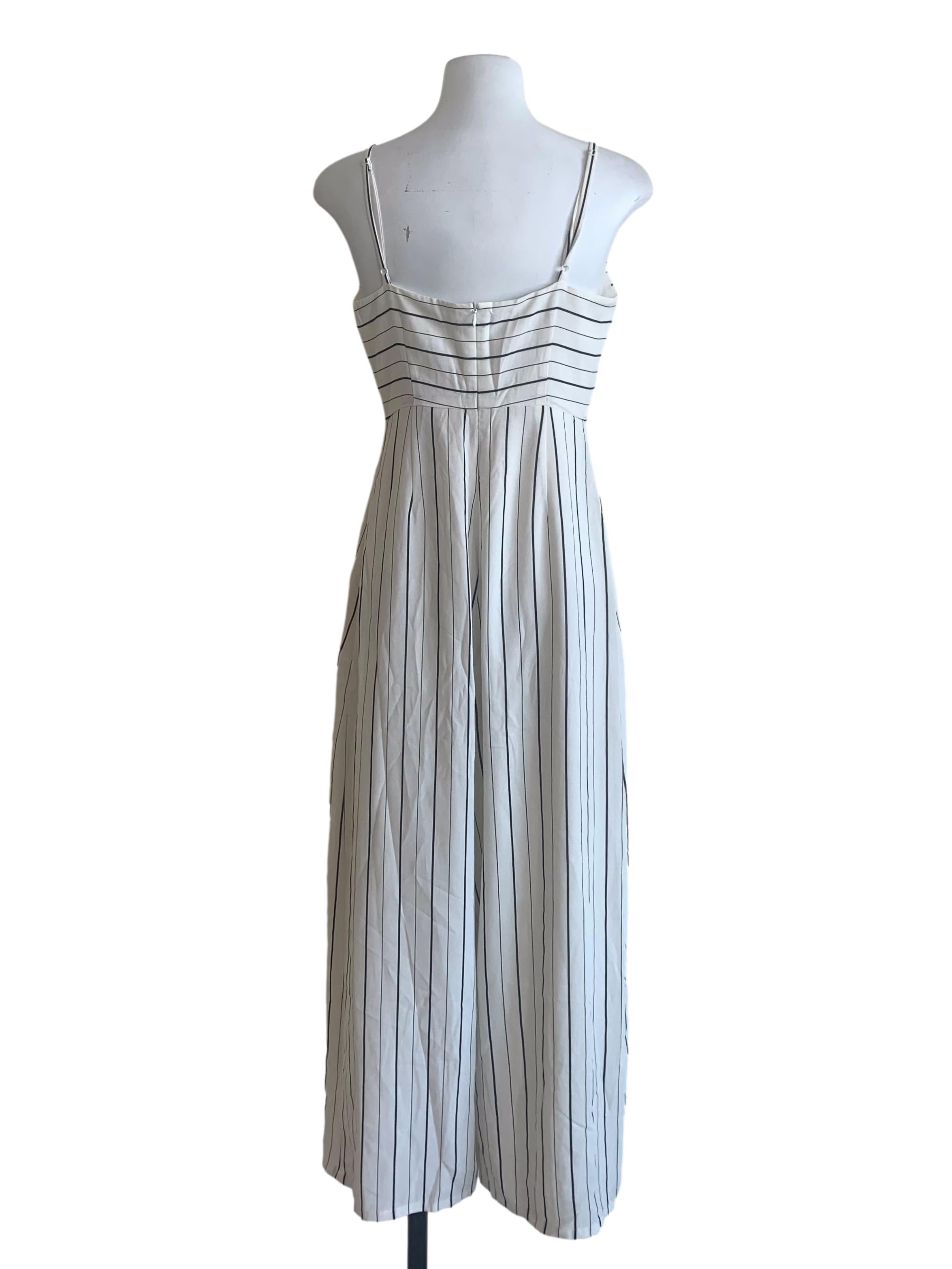 Daisy White Candy Stripe Pattern Jumpsuit