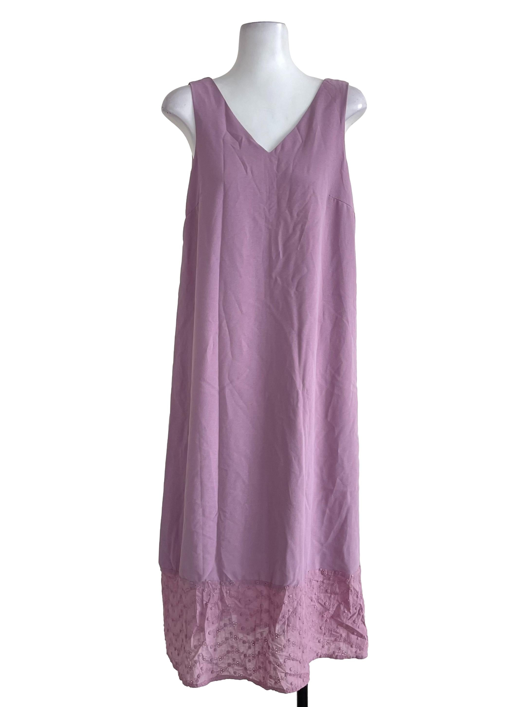 Heather Purple Hollow Eyelet Loose Dress