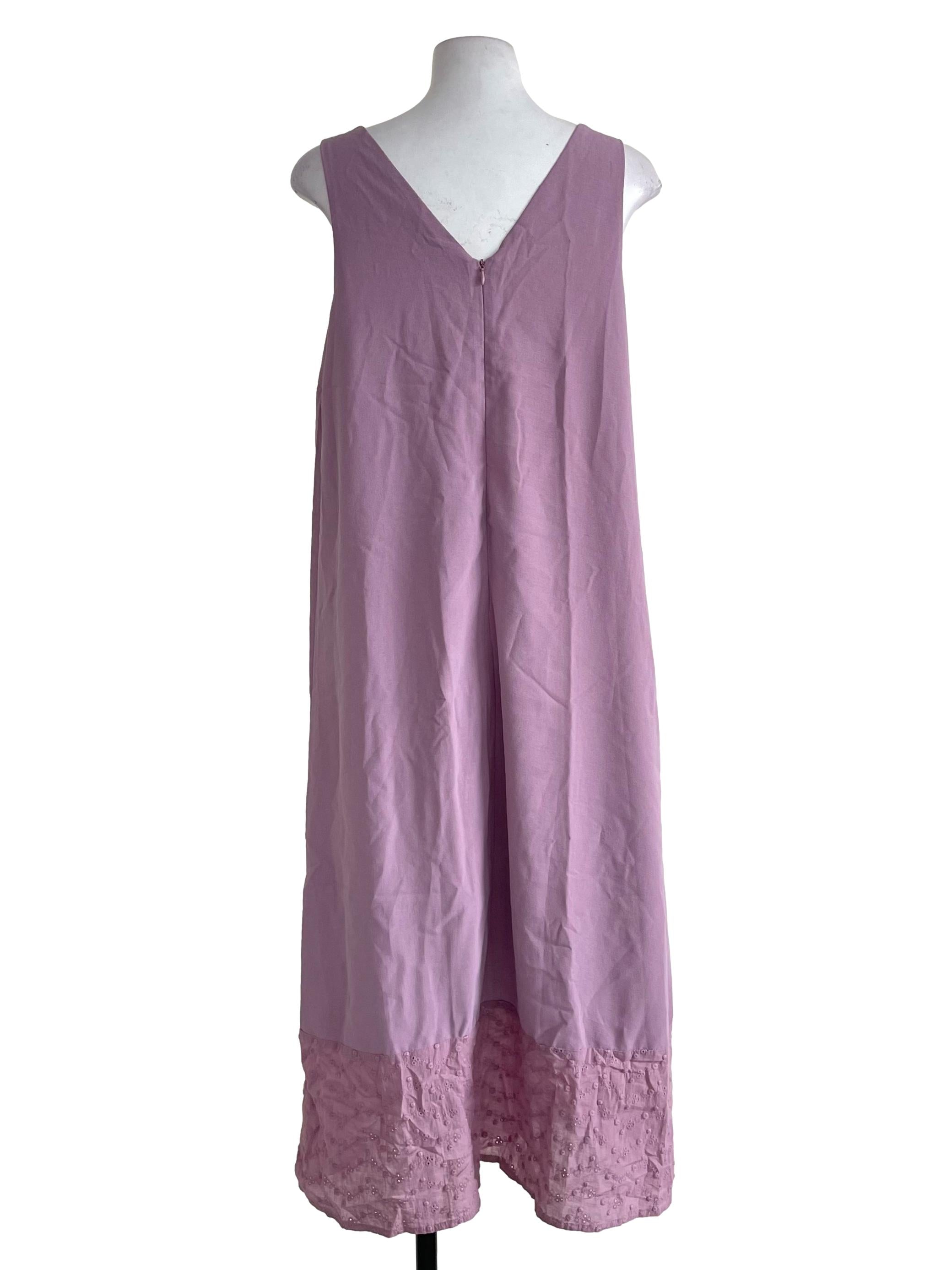 Heather Purple Hollow Eyelet Loose Dress