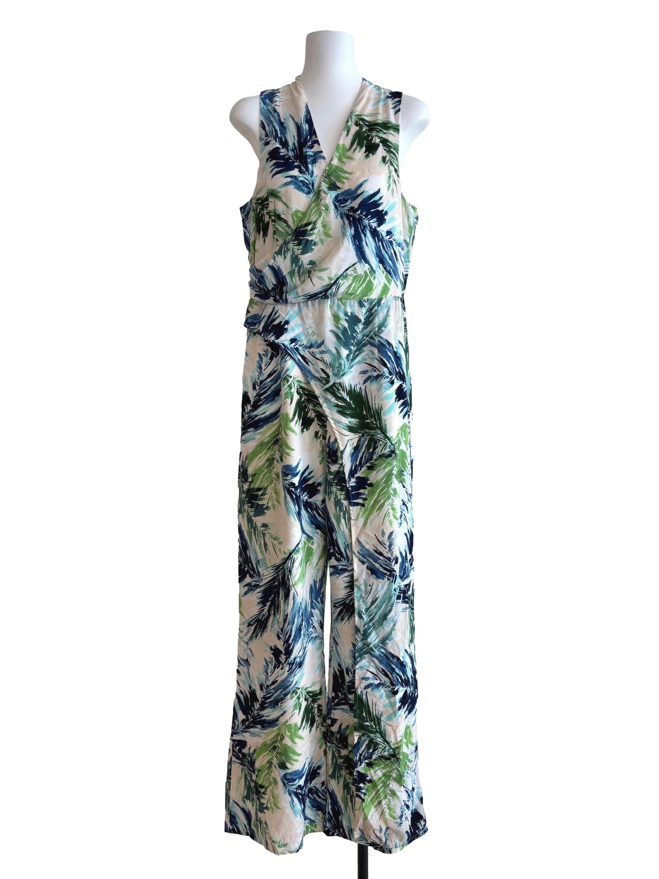 Aegean Blue Tropical Sleeveless Jumpsuit