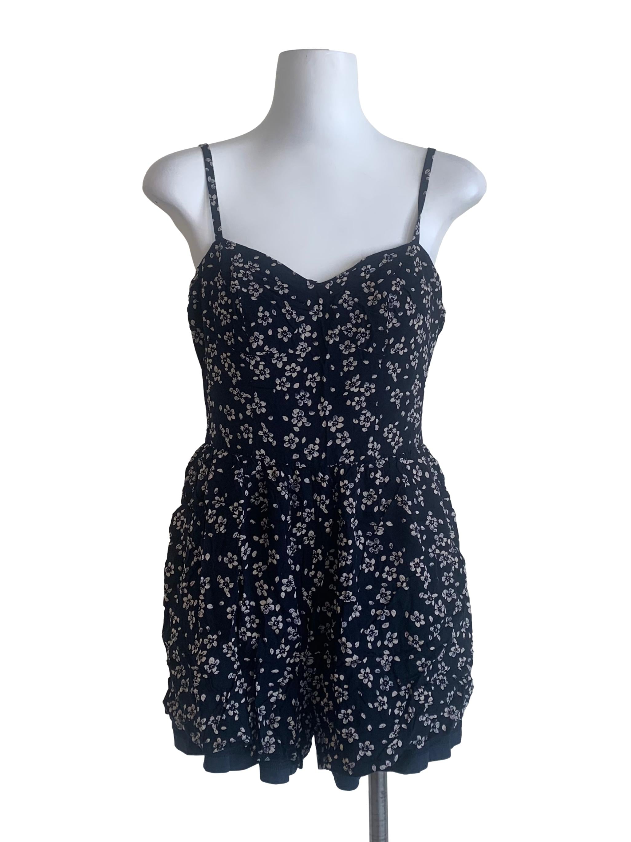 Midnight Blue Flower Pattern Romper