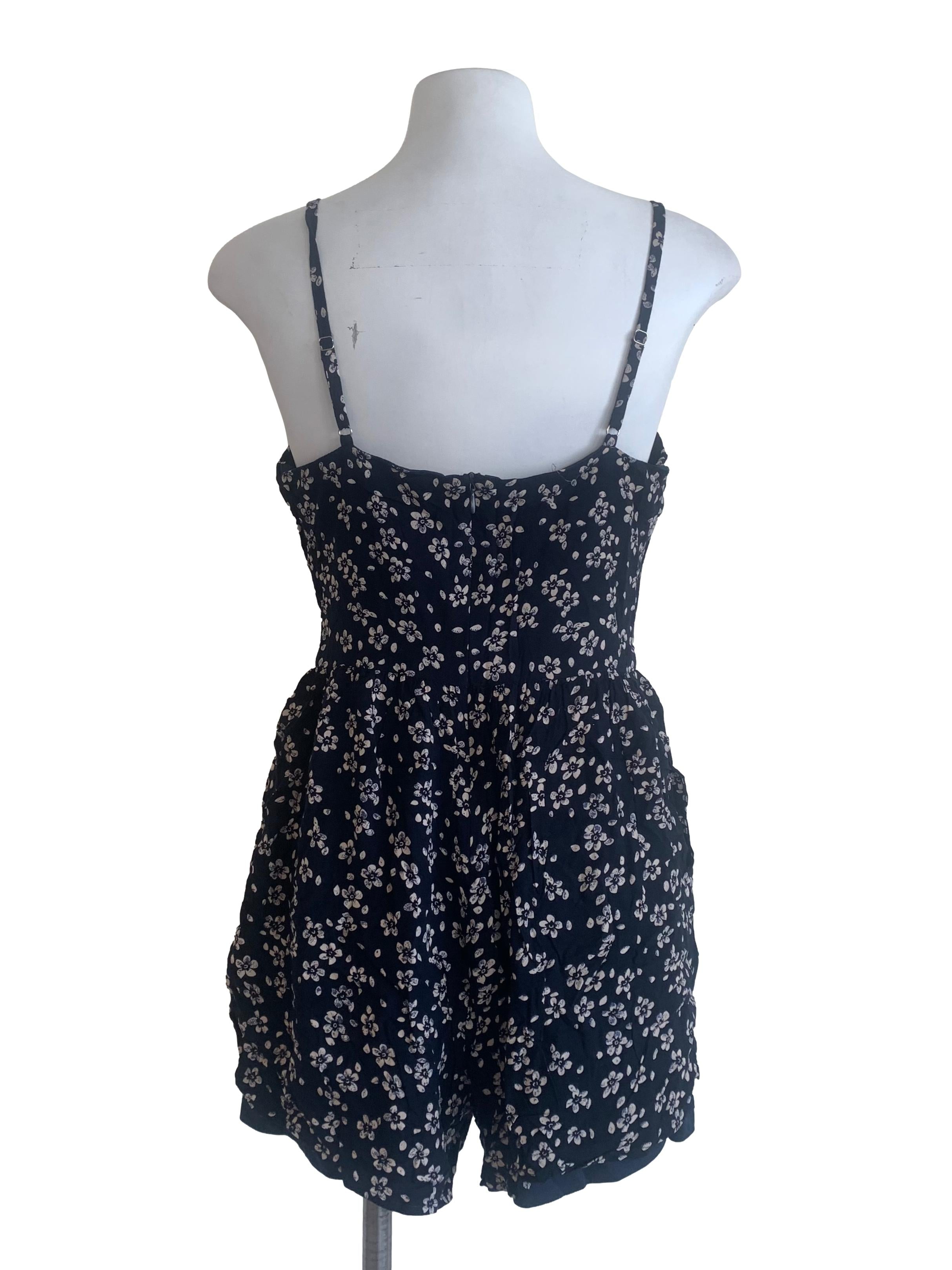 Midnight Blue Flower Pattern Romper