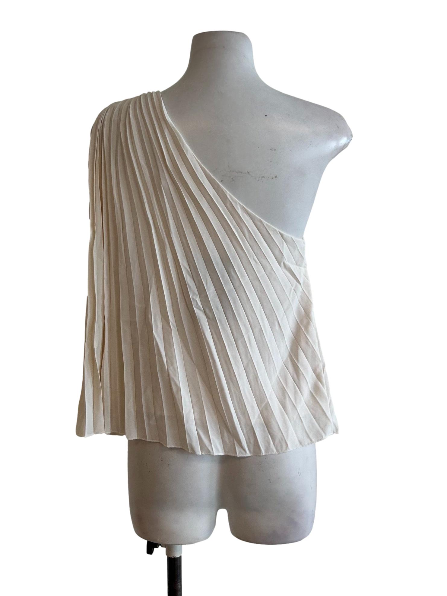 Cream White Pleated Top