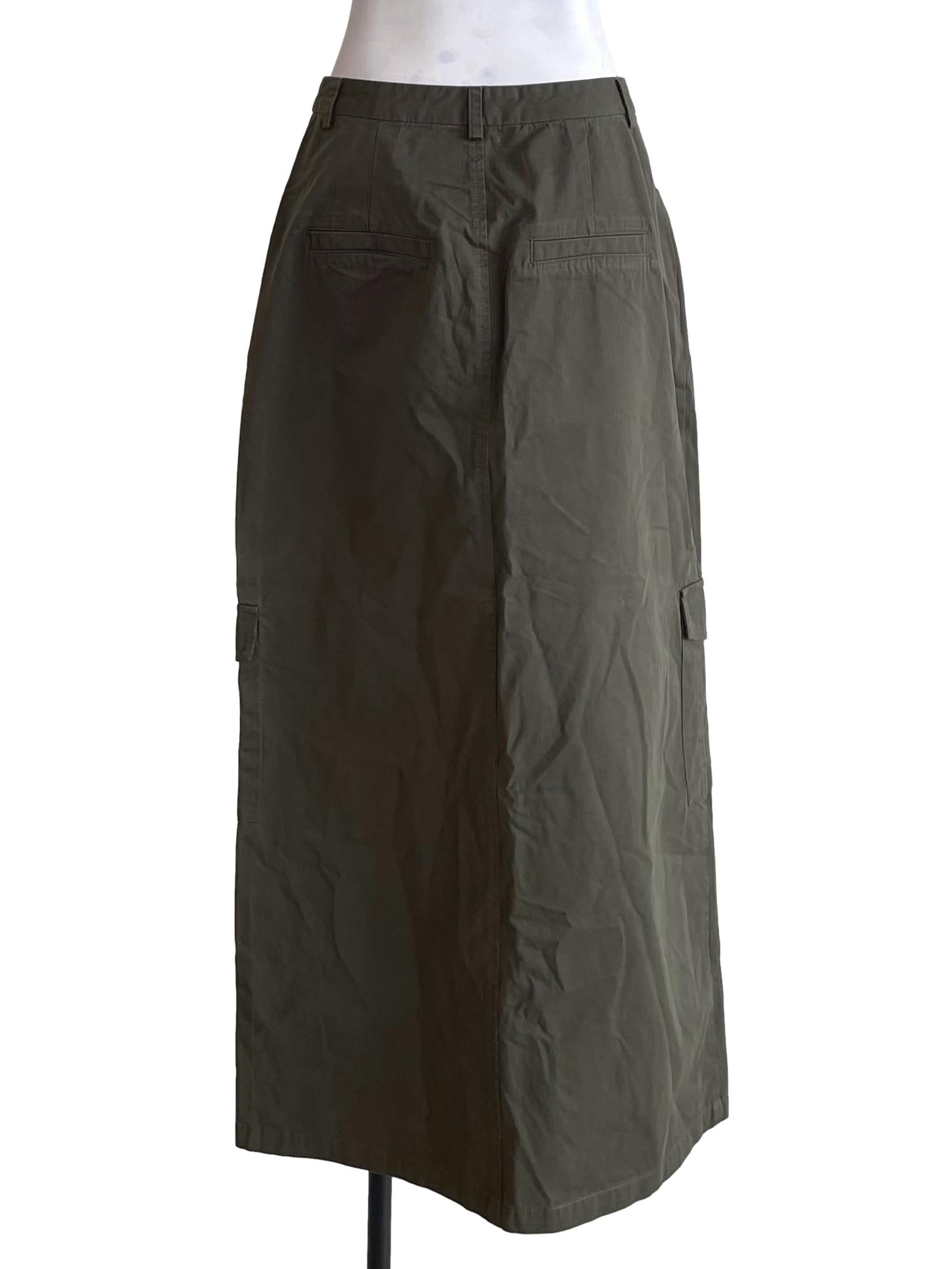 Dusty Green Cargo Long Skirt TCL