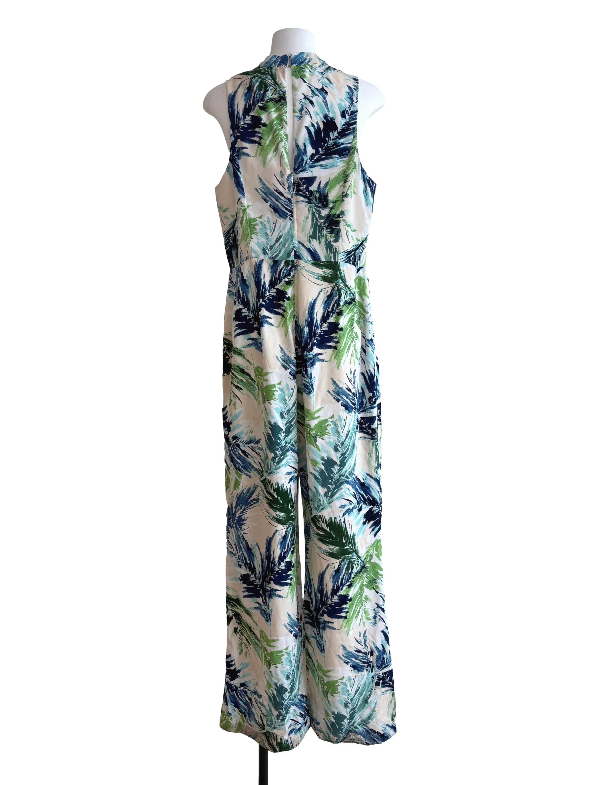 Aegean Blue Tropical Sleeveless Jumpsuit