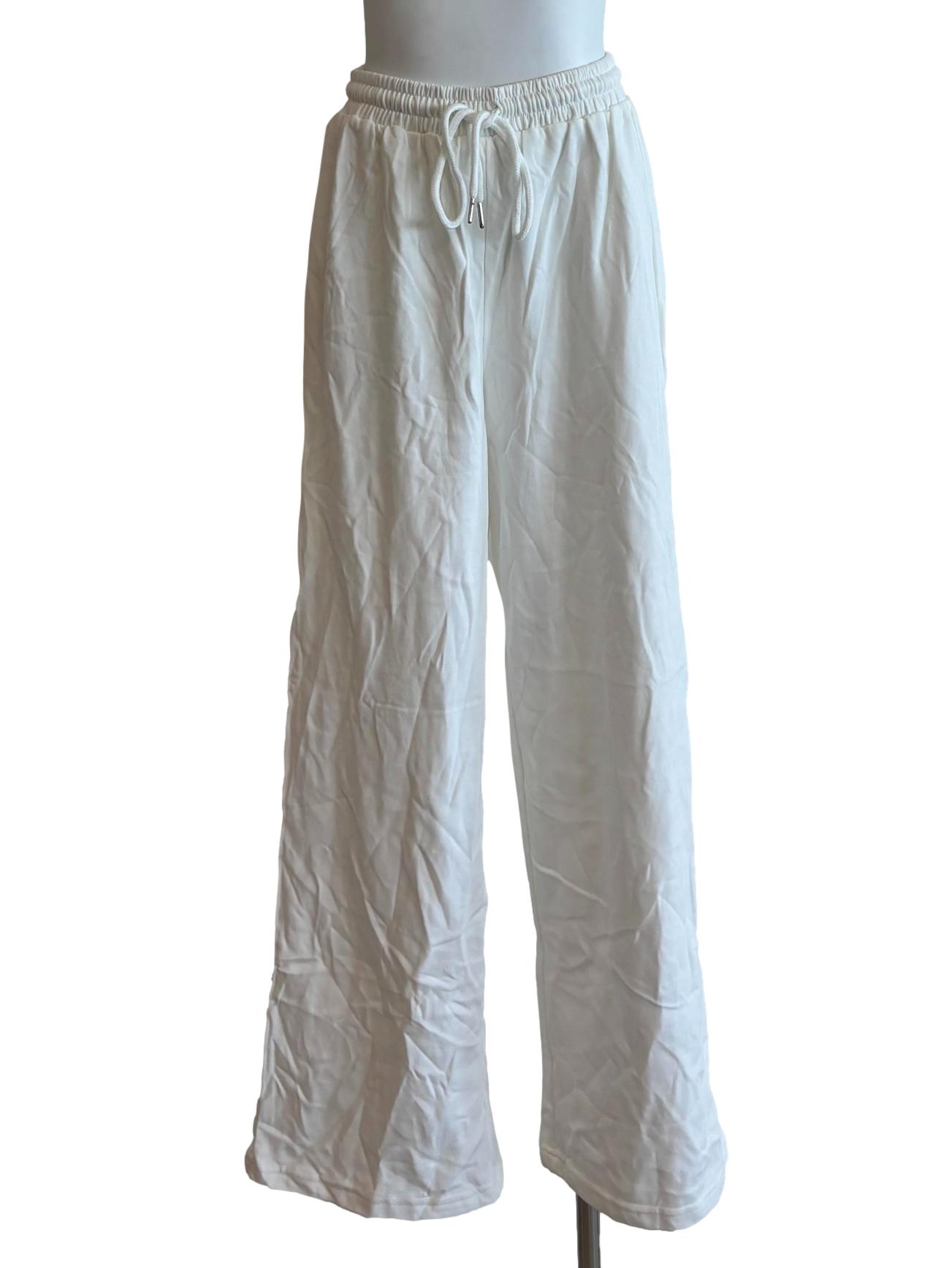 White Straight Cut Sweatpants