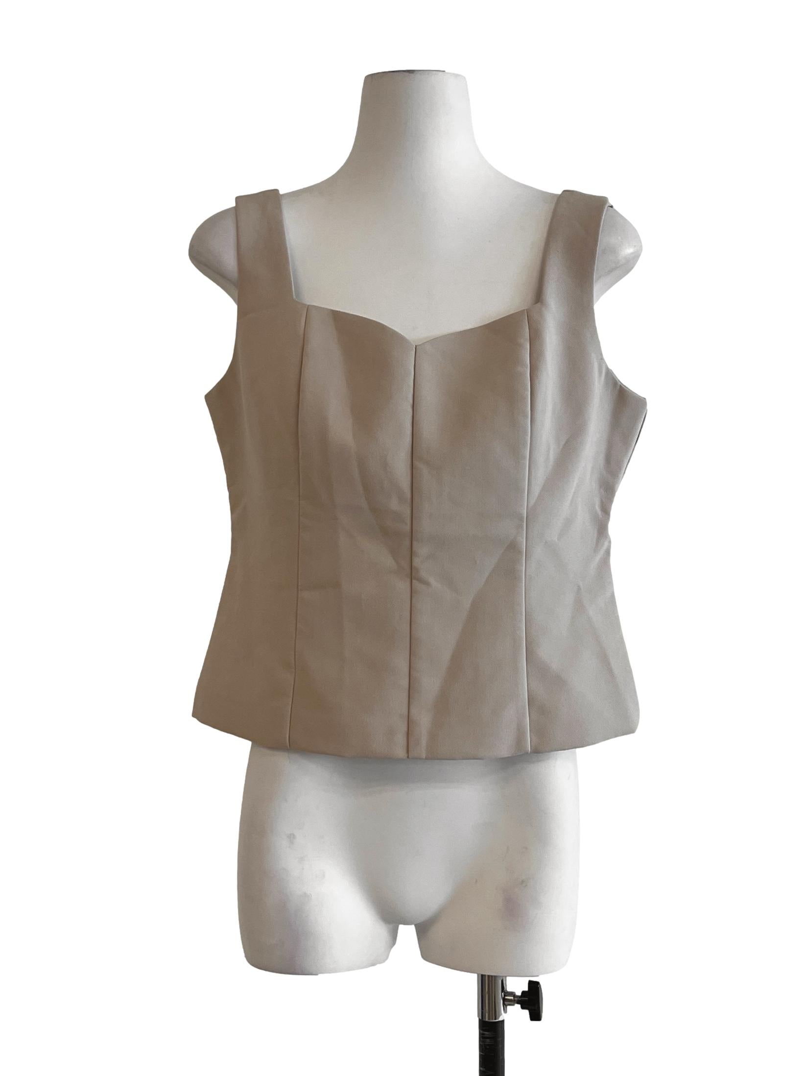Linen White Sweetheart Sleeveless Top