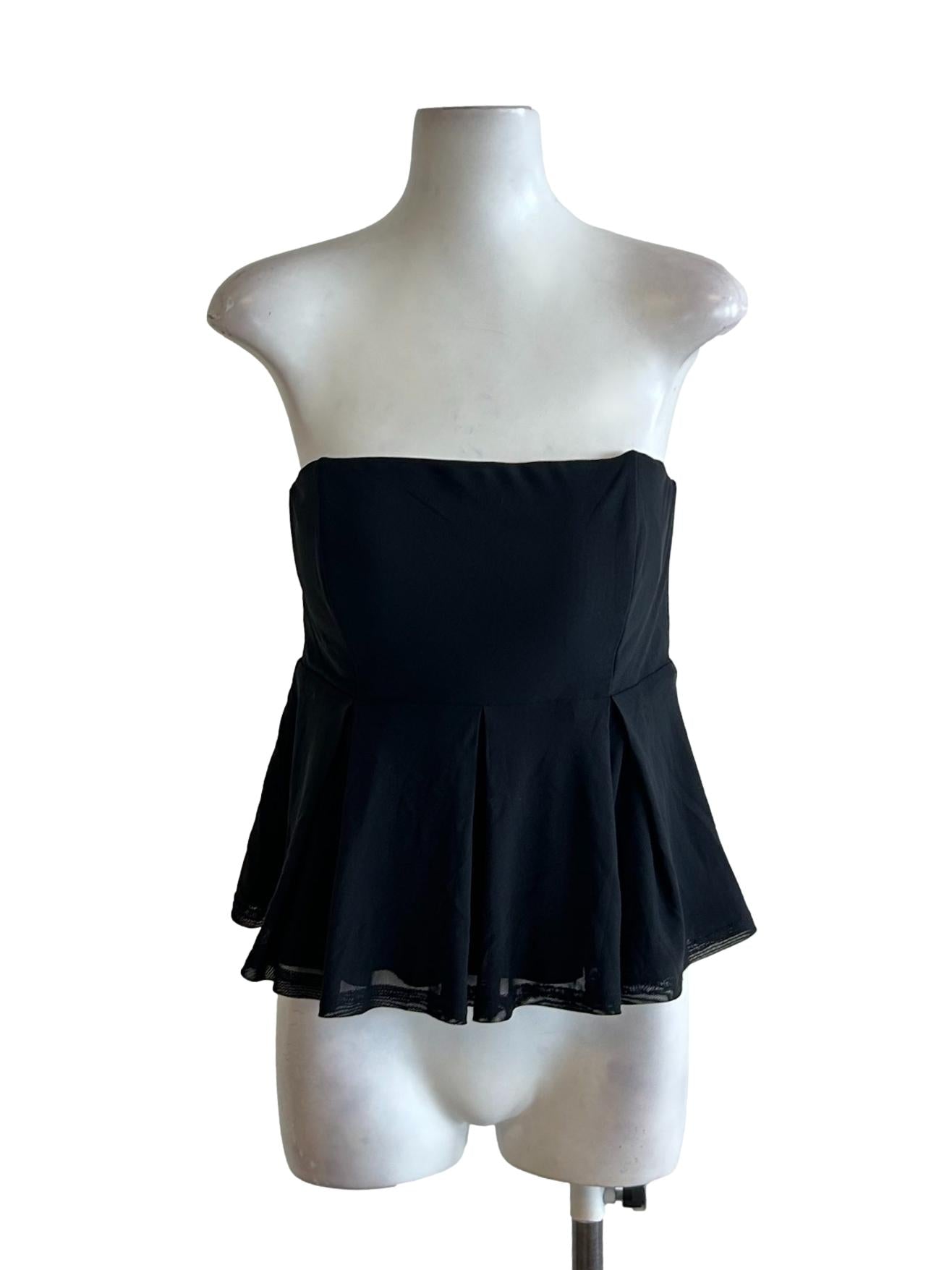 Onyx Black Mesh Strapless Top