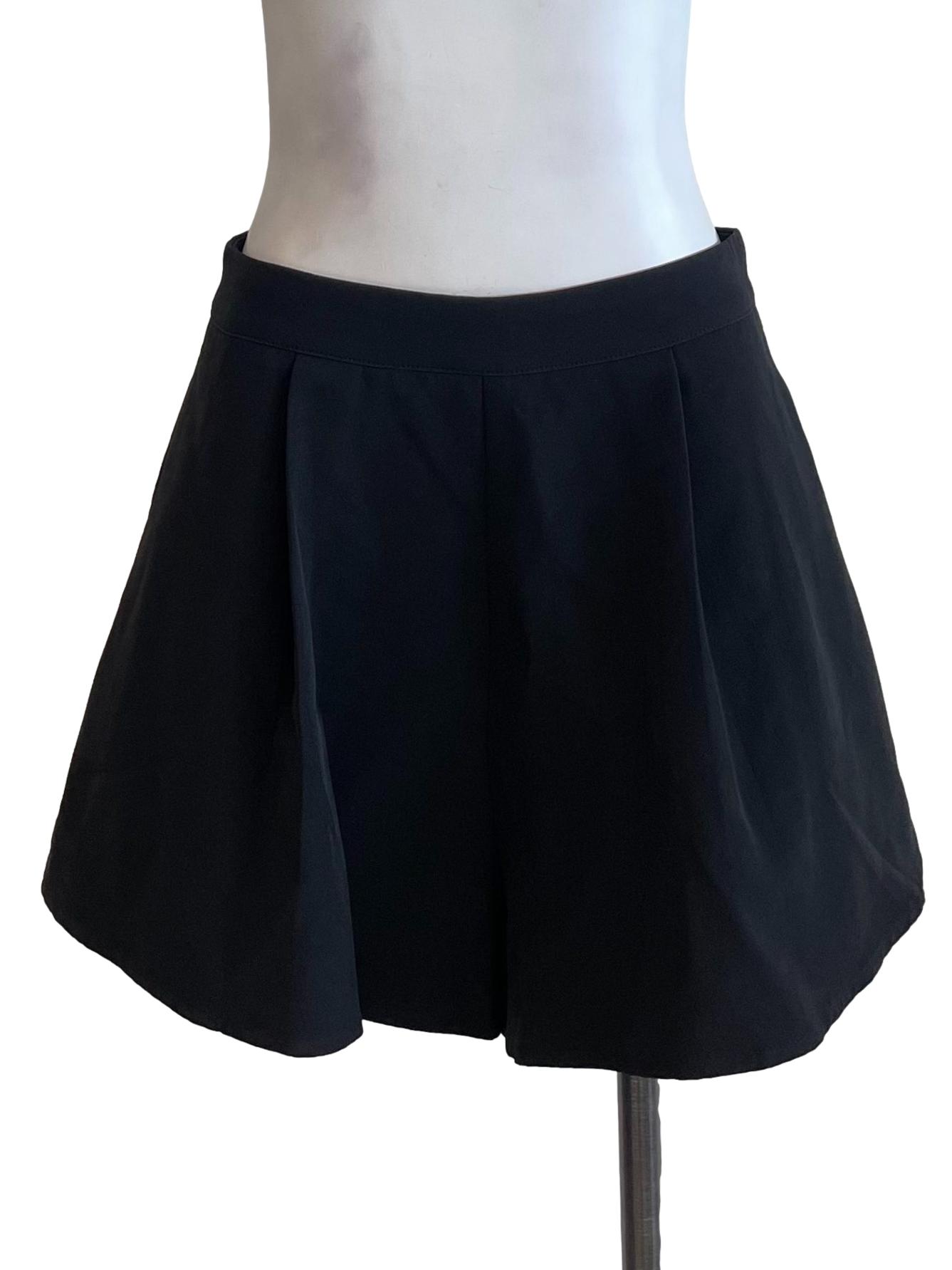 Black Pleated A-Line Shorts