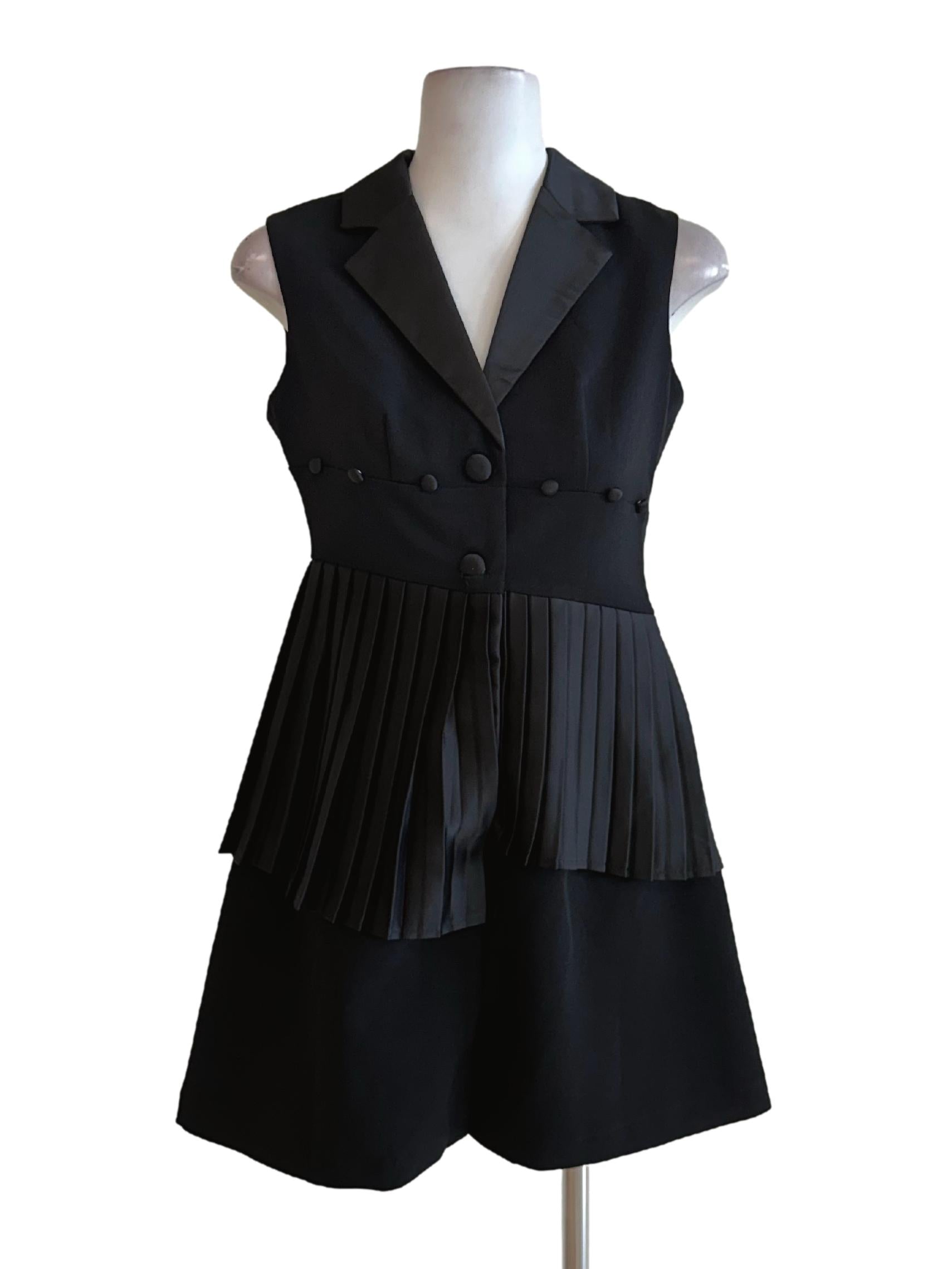 Black V Neckline Mini Dress