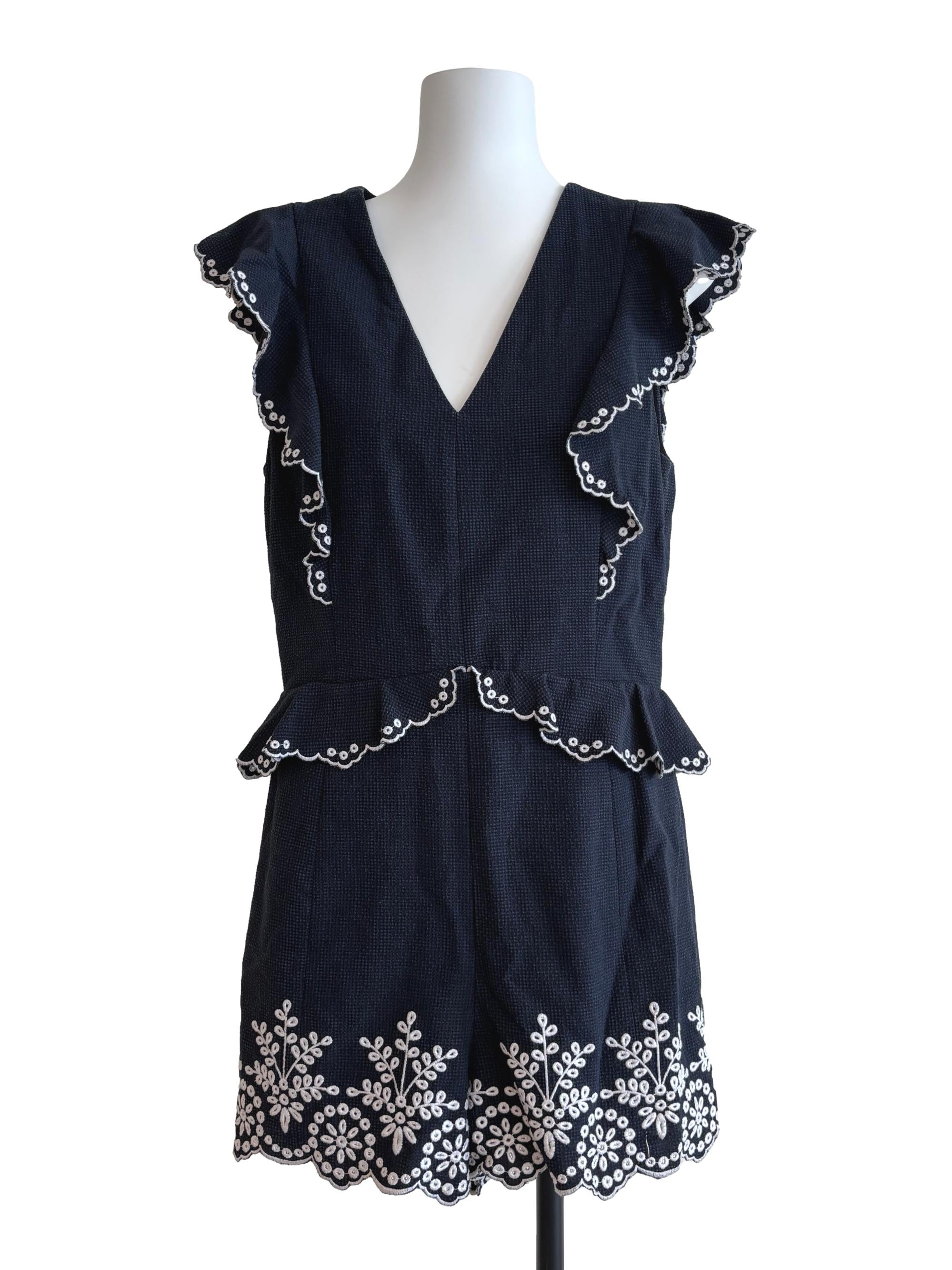 Peacock Blue Embroidered Romper