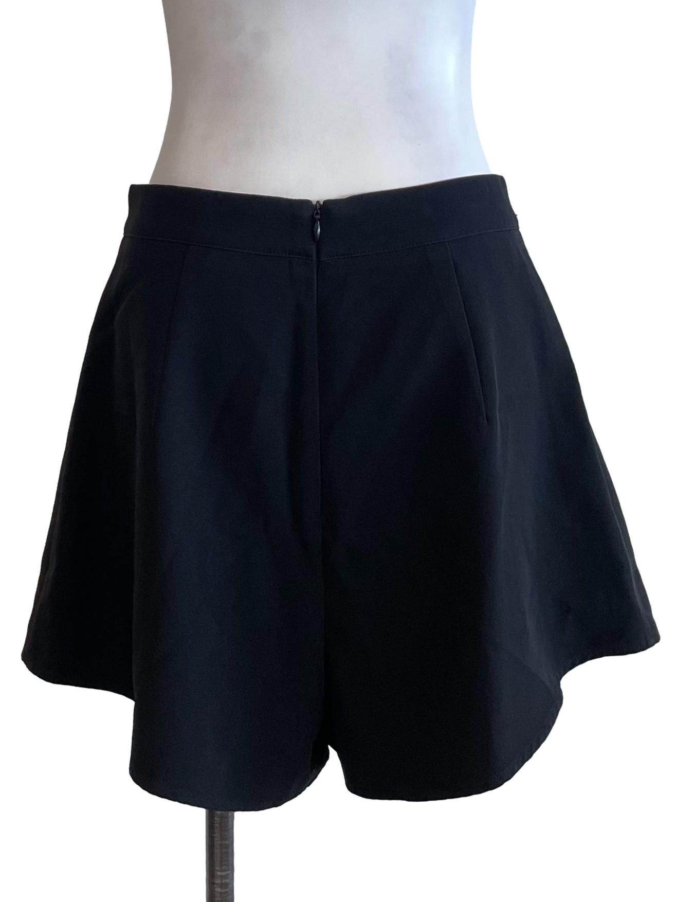 Black Pleated A-Line Shorts