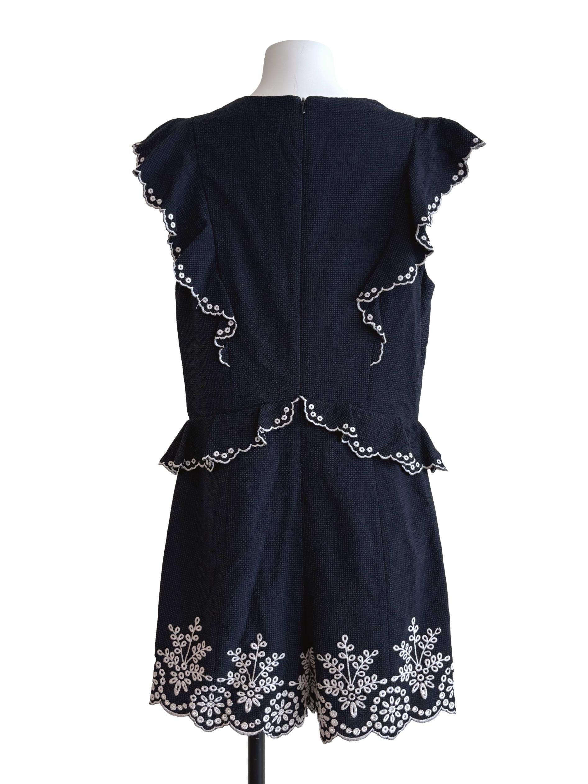 Peacock Blue Embroidered Romper