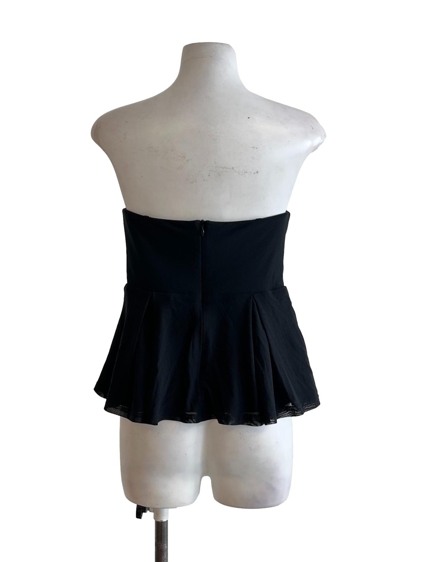 Onyx Black Mesh Strapless Top