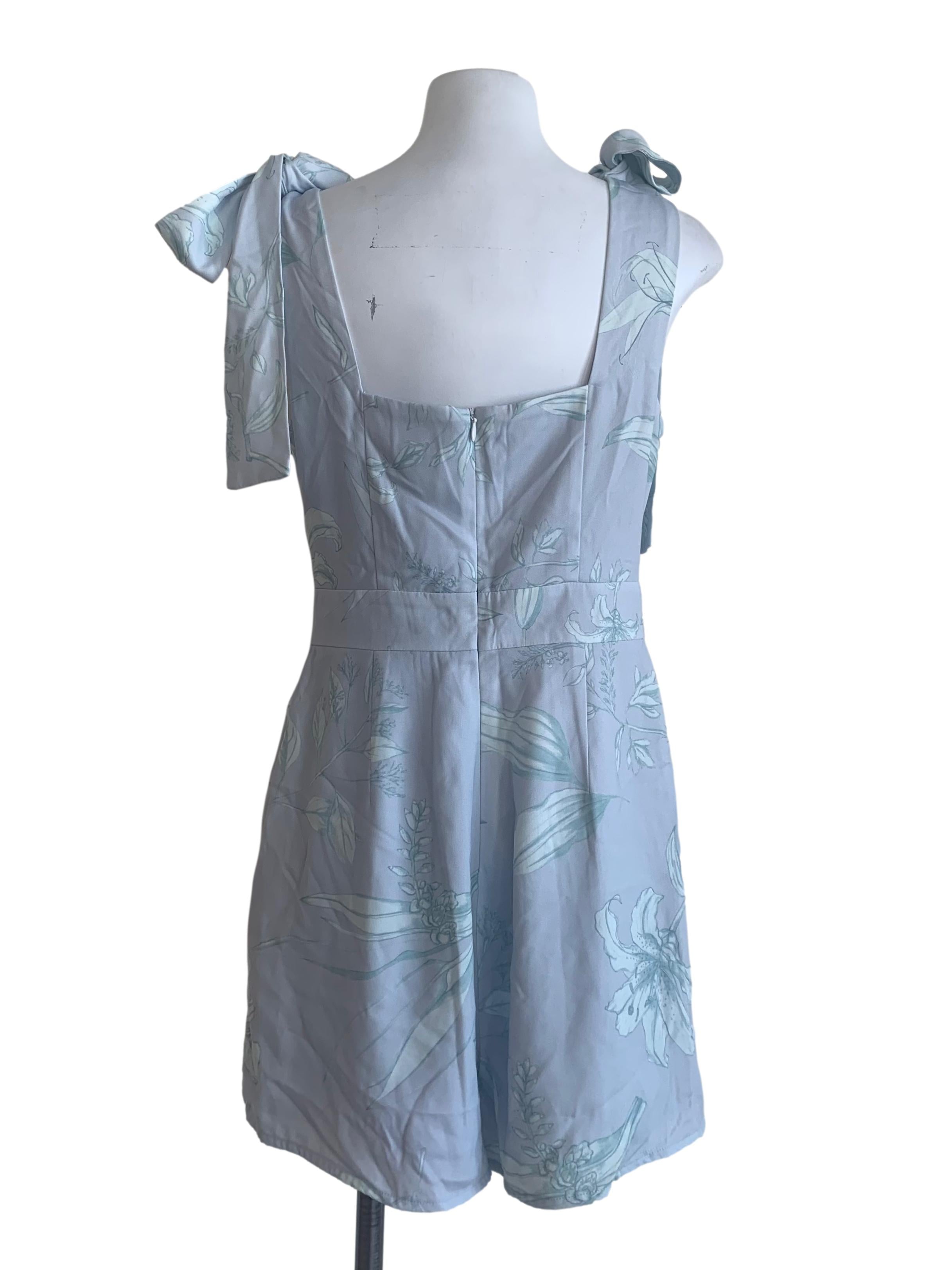 Light Blue Flower Pattern Romper