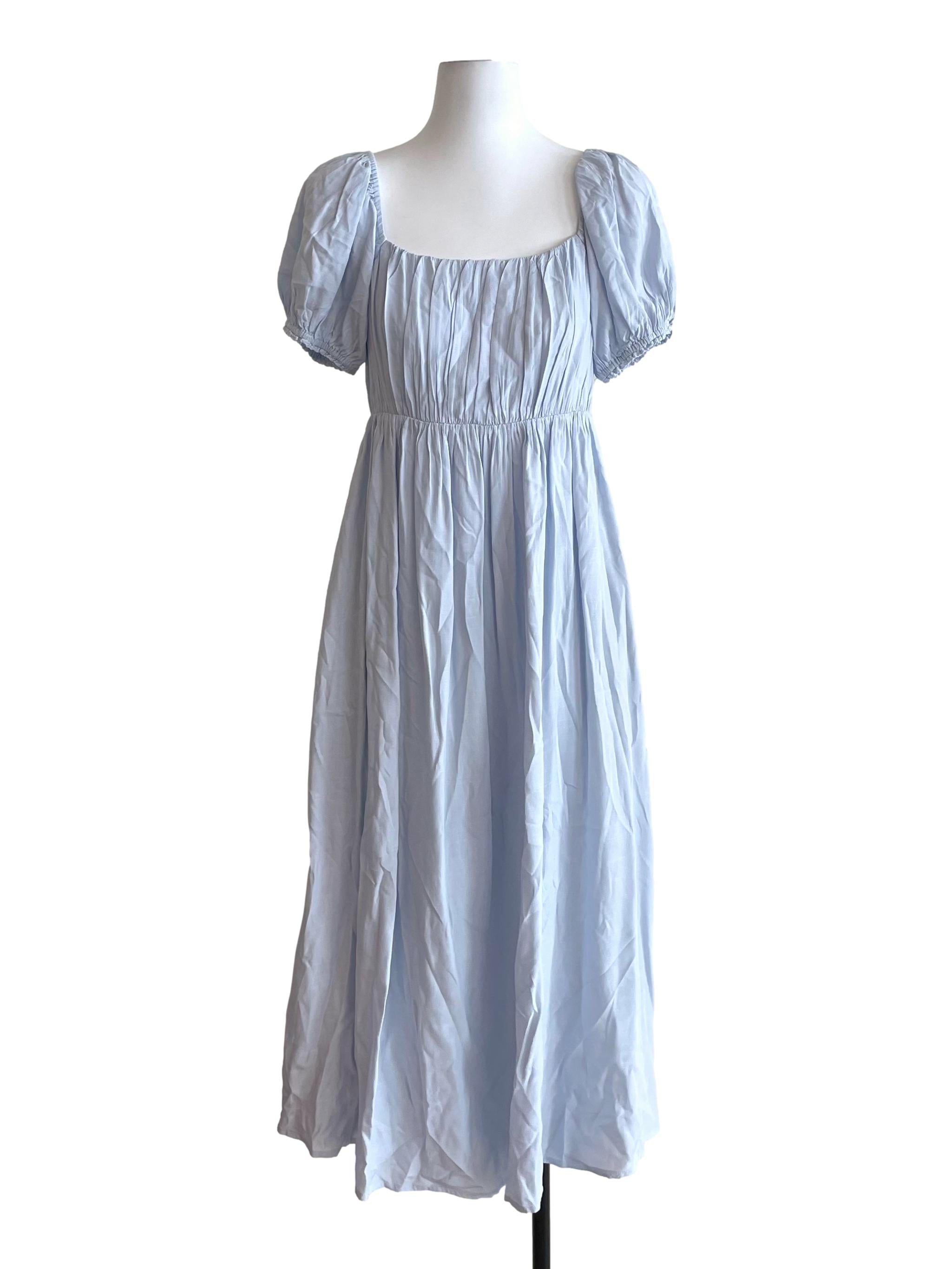 Milky Blue Puff Sleeves Dress TWL