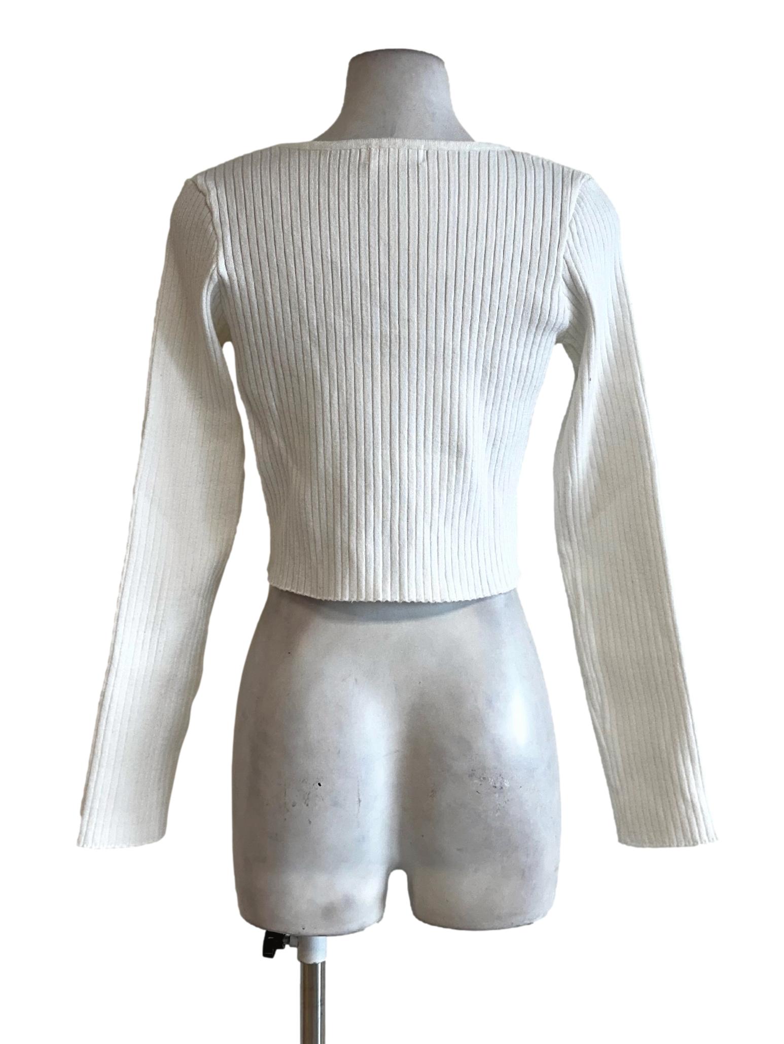 Daisy White Pencil Stripes Pattern Tops
