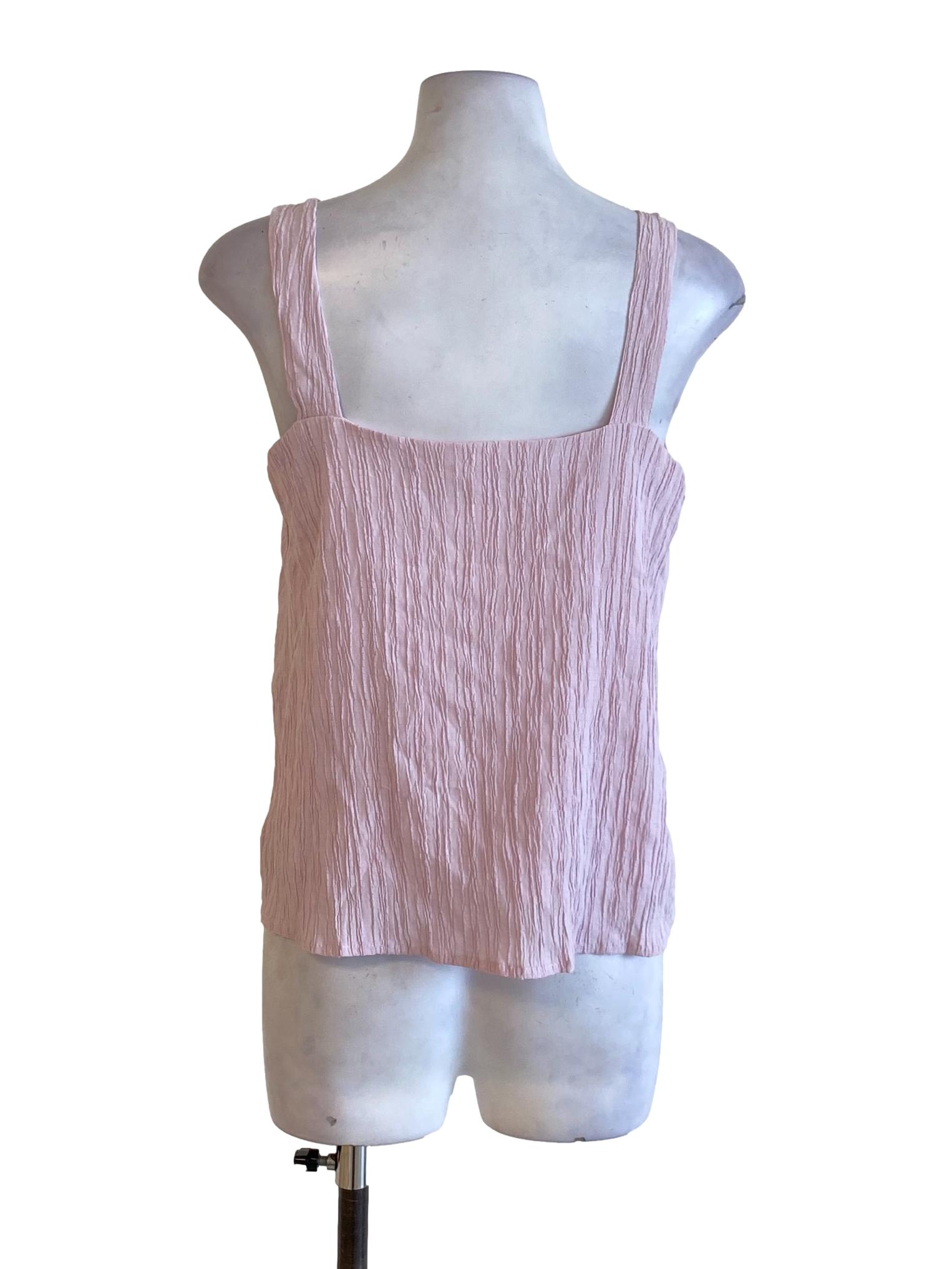 Crepe Pink Sharkskin Square Neck Slip Top