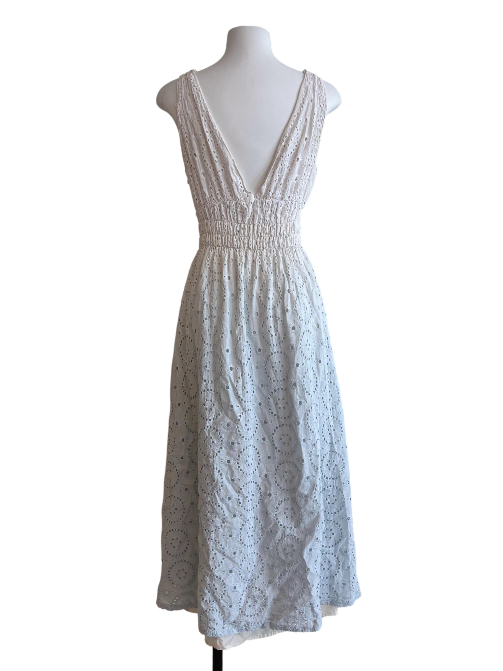 Powder White Blue Gradient Eyelet Dress