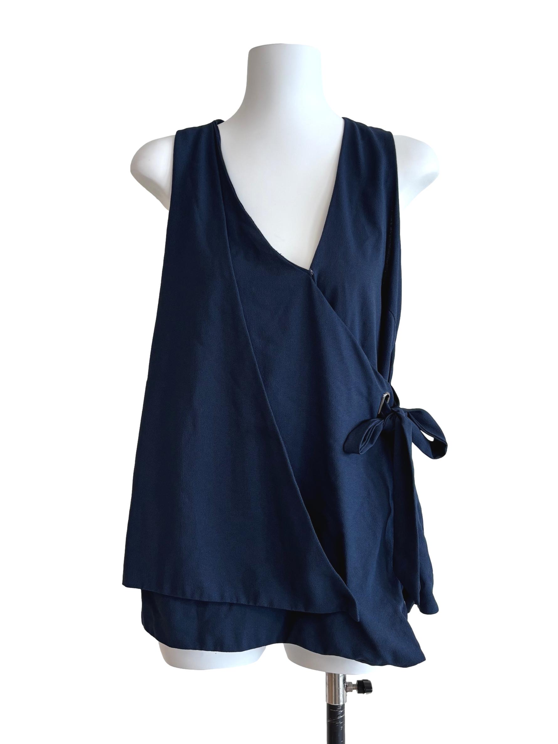 Navy Blue Side Tie Top