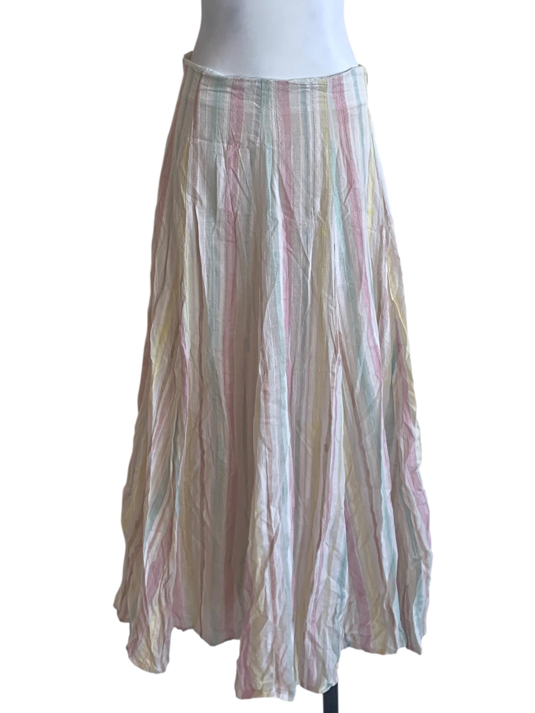 Bone Beige Multicolour Stripe Skirt