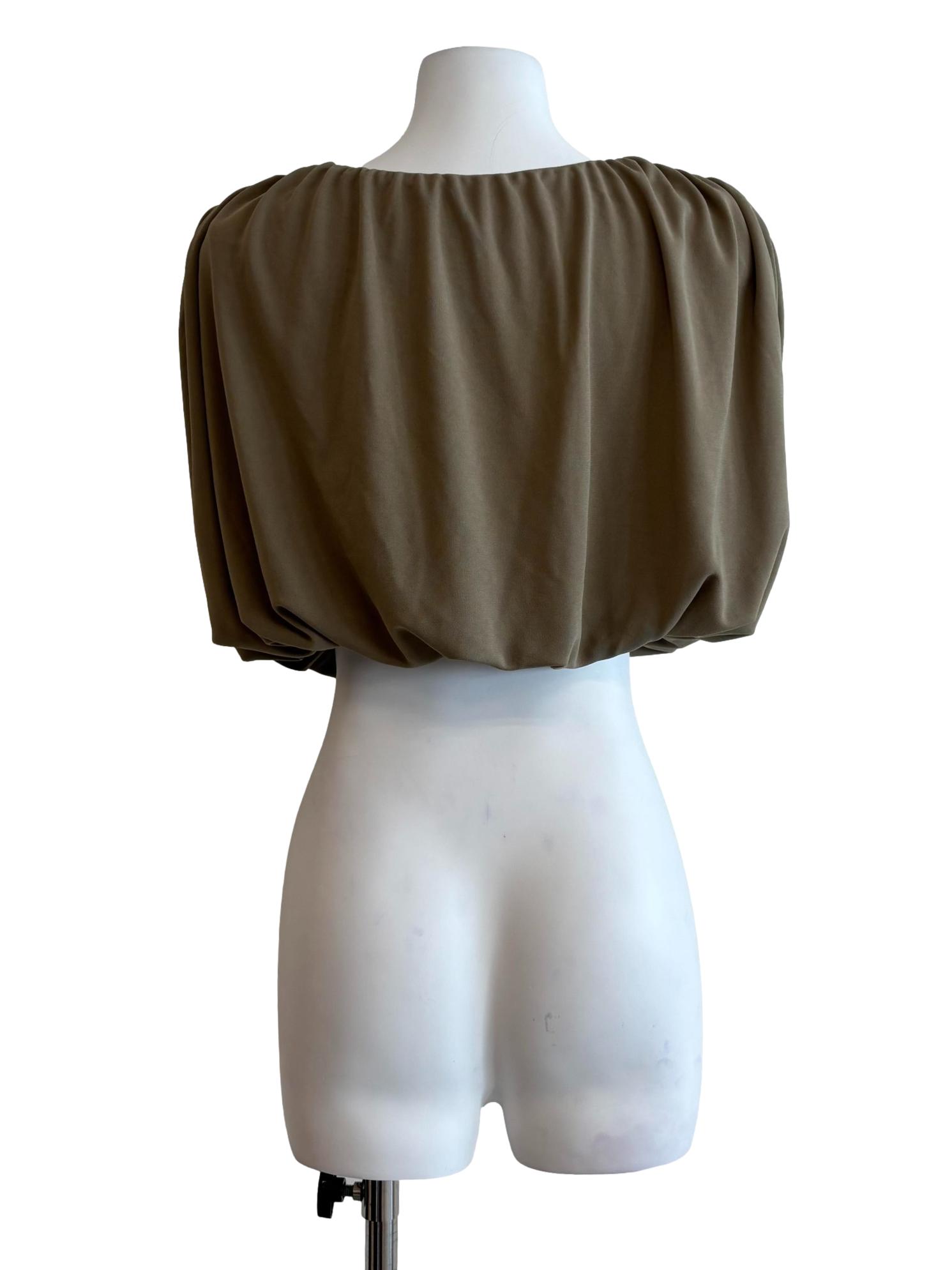 Tan Brown Sleeveless Puffy Crop Top