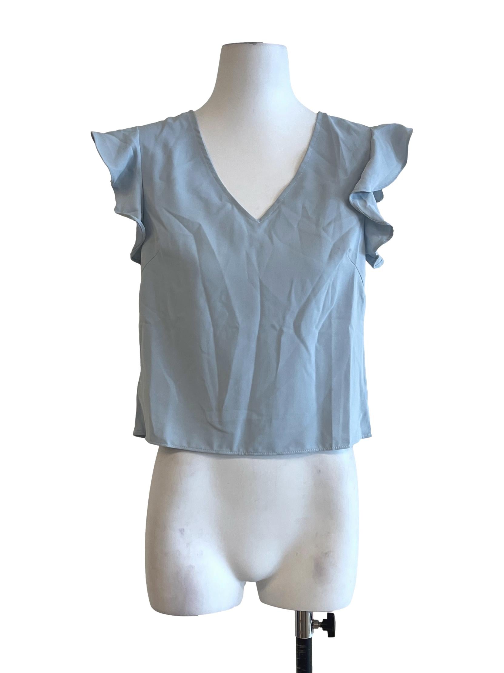 Sky Blue V Neck Sleeveless Top