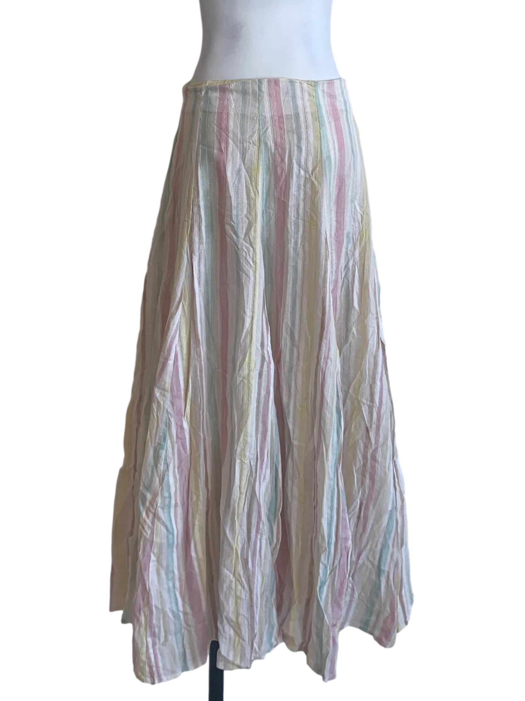 Bone Beige Multicolour Stripe Skirt