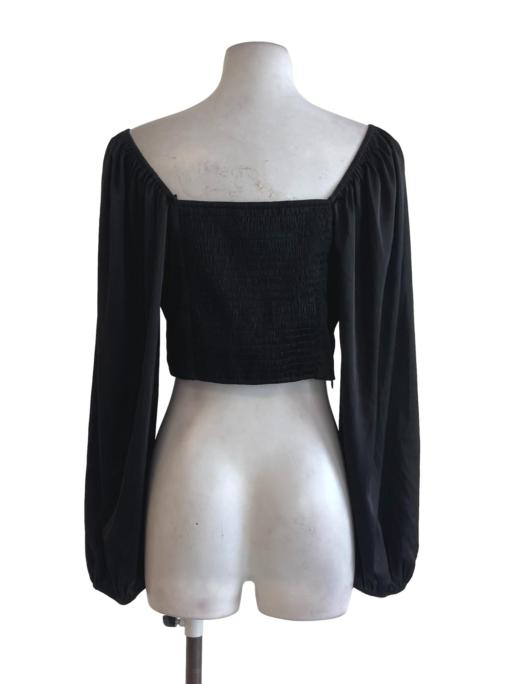 Black Satin Crop Top